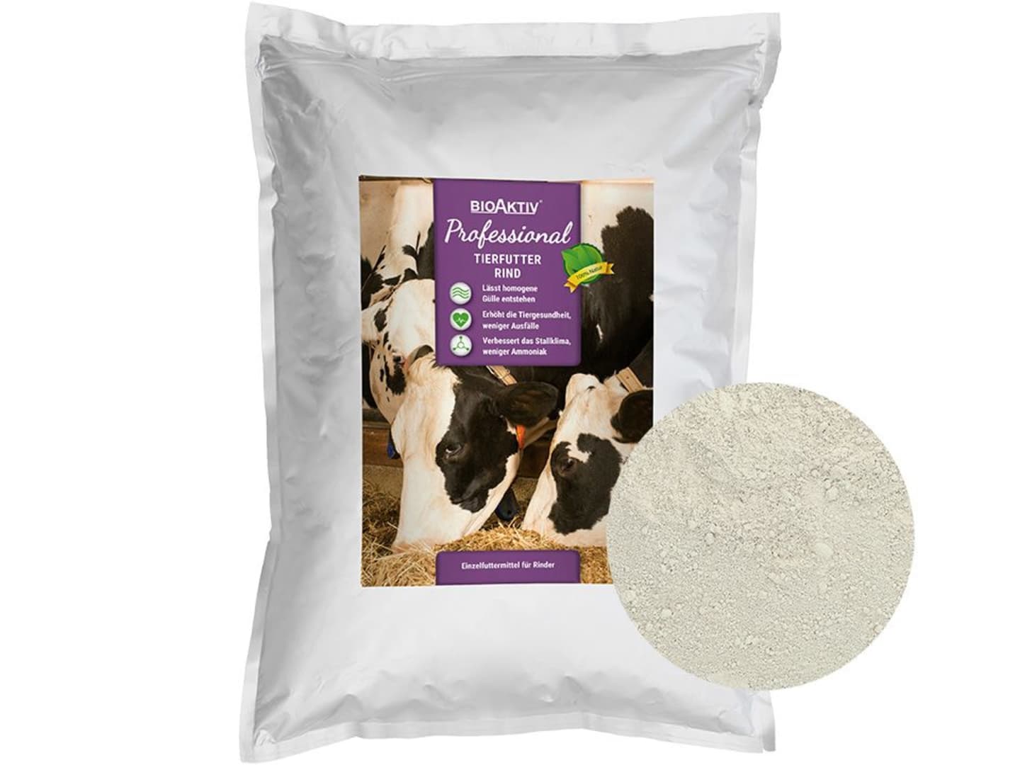 BioAktiv® Professional Tierfutter Rind Biokatalysator Rind aus naturreinem Calciumcarbonat homogene Gülle, verbessertes Stallklima, weniger Ammoniak Pulver 20 kg Beutel