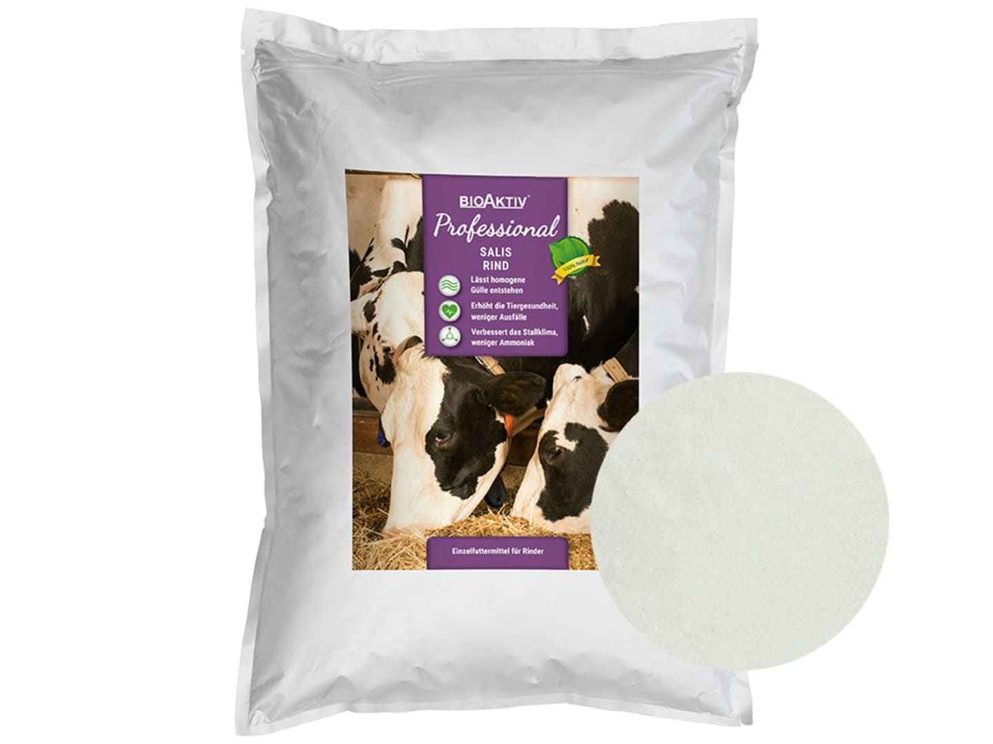 BioAktiv® Professional Salis Rind Biokatalysator aus naturreinem Natriumchlorid homogene Gülle, verbessertes Stallklima, weniger Ammoniak Pulver 25 kg Beutel