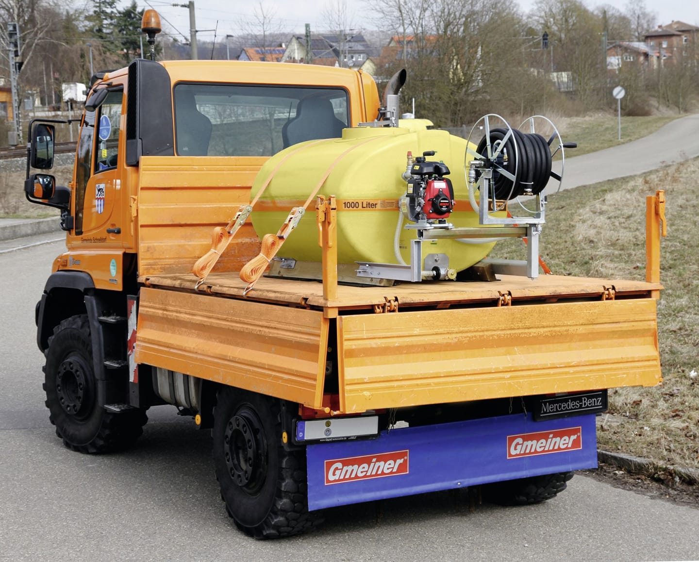 Cemo Bewässerungsanlage "BWS 130" mit GFK-Fass, Benzinpumpe, Schlauchhaspel, ohne Schwallwand