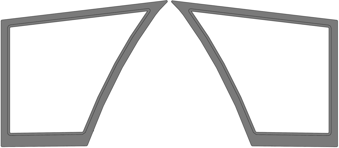 Türscheibe, grün, unten links/rechts, Siebdruck für Fiat, Ford New Holland L 60, L 65, L 75, L 85, L 95