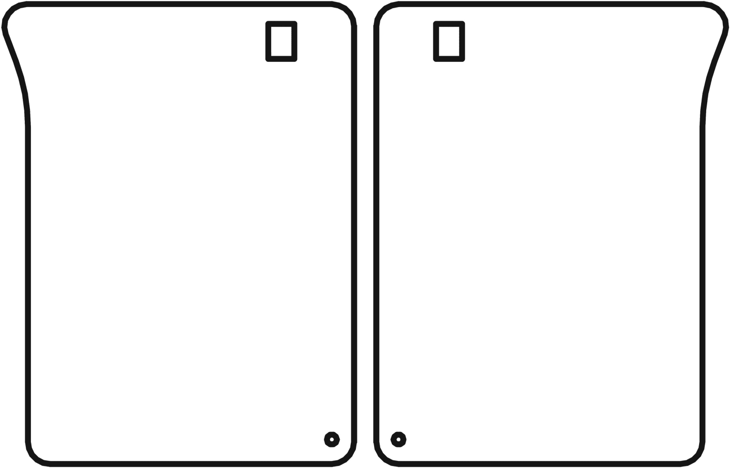Frontscheibe grün, unten links/rechts, für Traktor John Deere 6000, 6010 – ab Kabine Nr. 223989