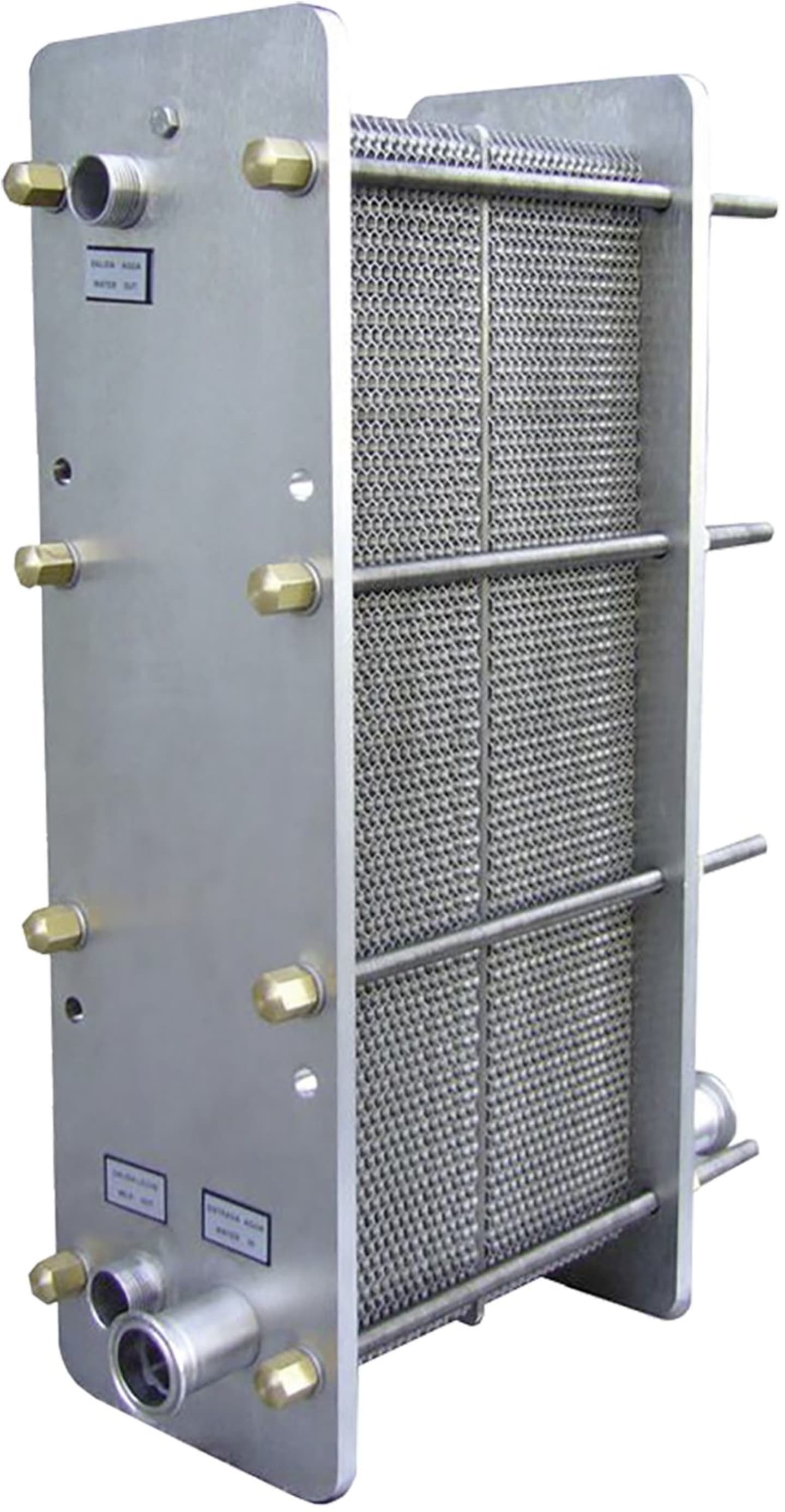 Plattenwärmetauscher "Modell F Medium" Milch-/Wasserdurchsatz 7.480/21.780 l/h, Edelstahl, Bodenmontage, für Milchvorkühlung