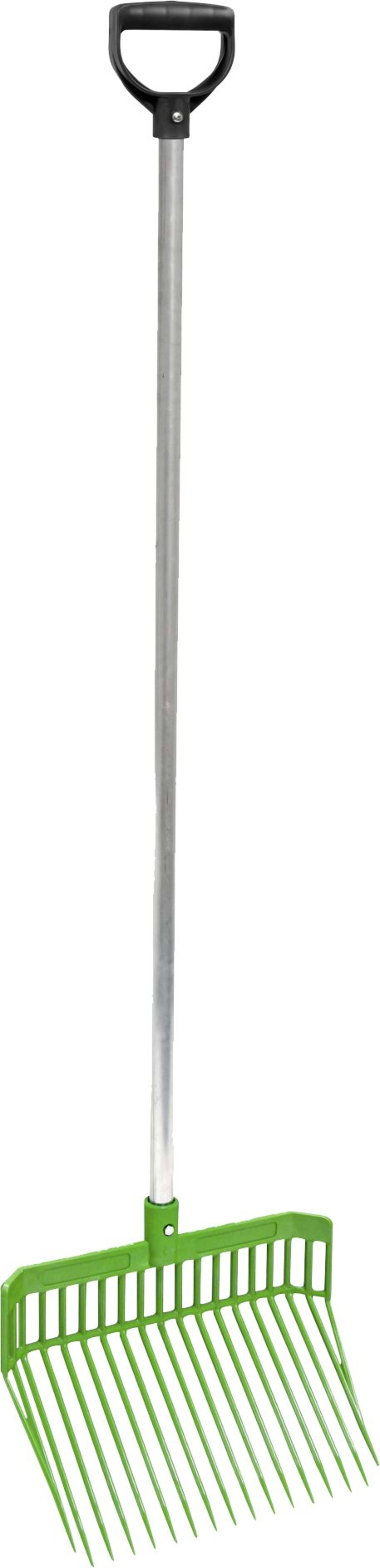 KERBL Dunggabel "Premium" 39 x 33 cm Kunststoff grün mit Aluminiumstiel und D-Griff, 323478