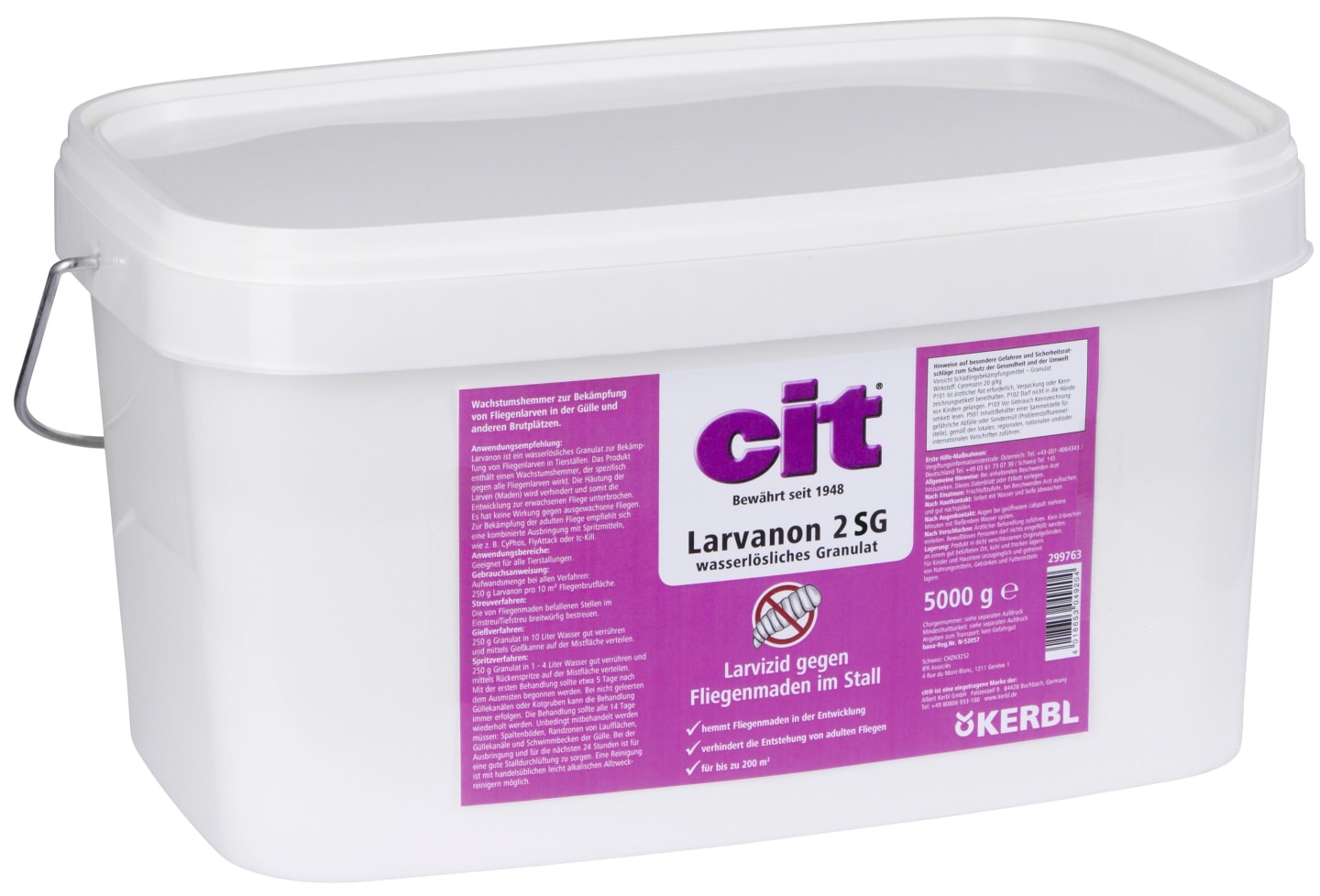 cit® Insektengranulat "Larvanon 2 SG" 5 kg für alle Fliegenlarven in Tierställen, 299763