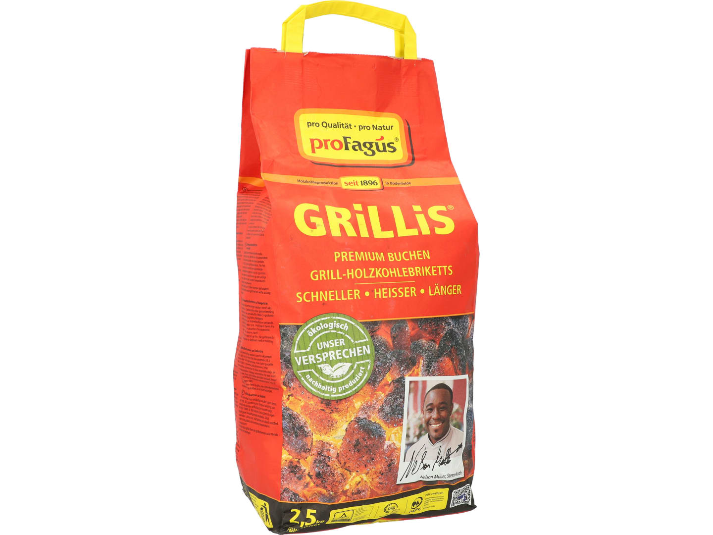 proFagus Grillholzkohle-Briketts GRiLLiS Premium Buche 2,5 kg