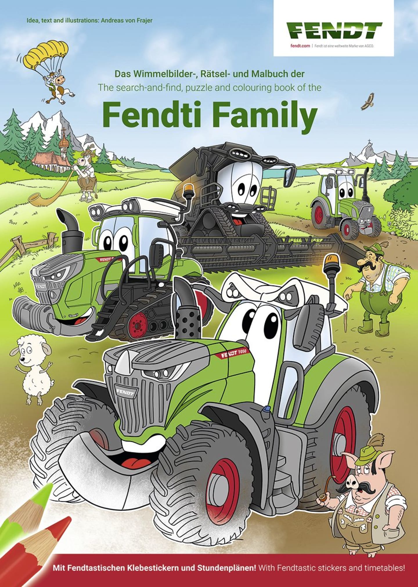 Fendt Malbuch "Fendti Family" mit Rätseln, Stundenplänen und Stickern, X991020279000