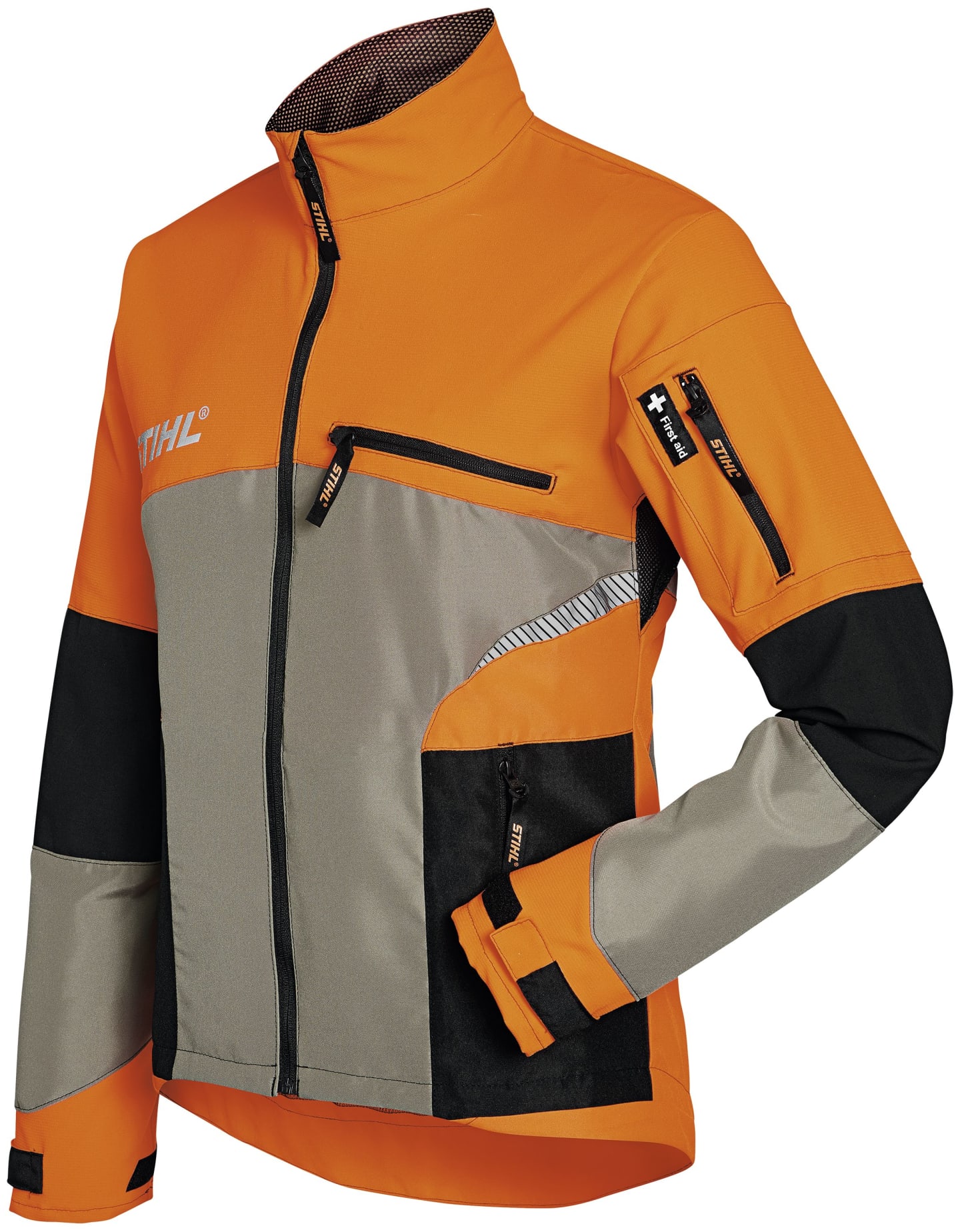 STIHL Forstjacke "Dynamic Vent", warnorange; kaki; schwarz