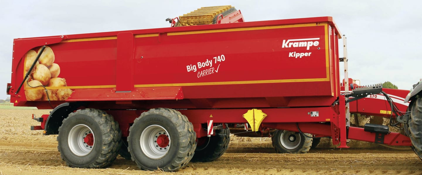 Krampe Wannenkipper "Tandem Big Body 740 Carrier" Nutzlast 16,7 t, Transportvolumen 25,3 m³