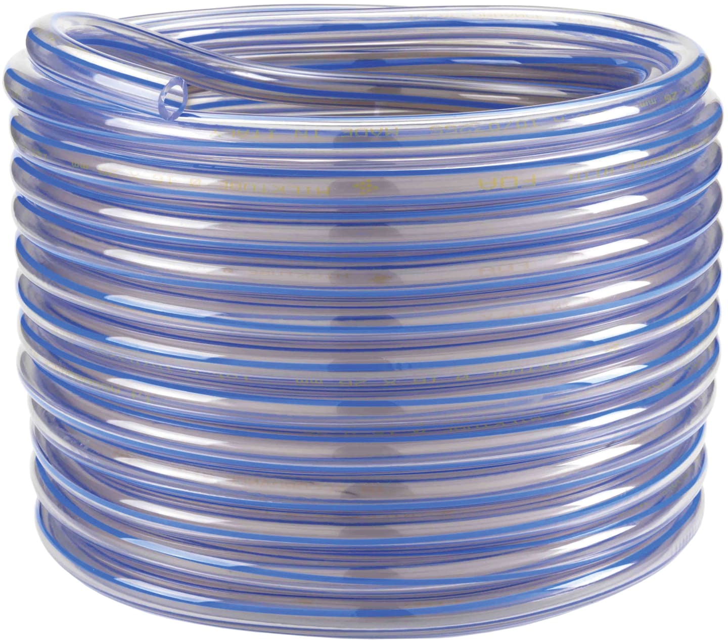 Milchschlauch 12,7 x 21 mm, 30 m, PVC (Polyvinylchlorid), transparent, 1 blauer Streifen