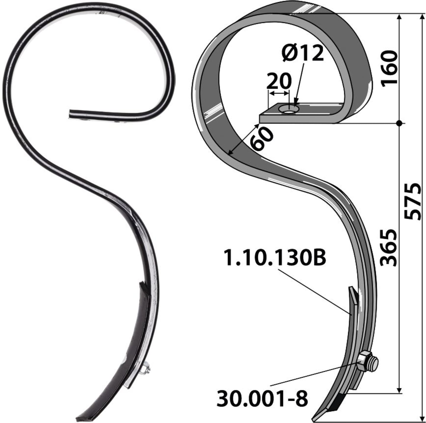 Industriehof® Kultureggenzinken 575 x 12 mm für Dal-Bo, Doublet Record, HE-VA: Maxi-Dan, 1.0413