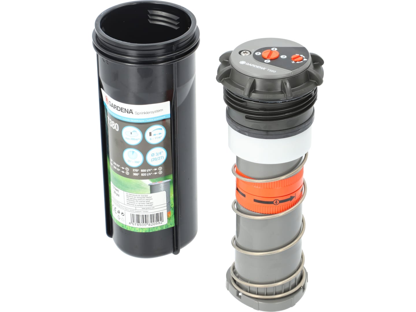 GARDENA Sprinklersystem Turbinen-Versenkregner T 380 schwarz , 08205-29