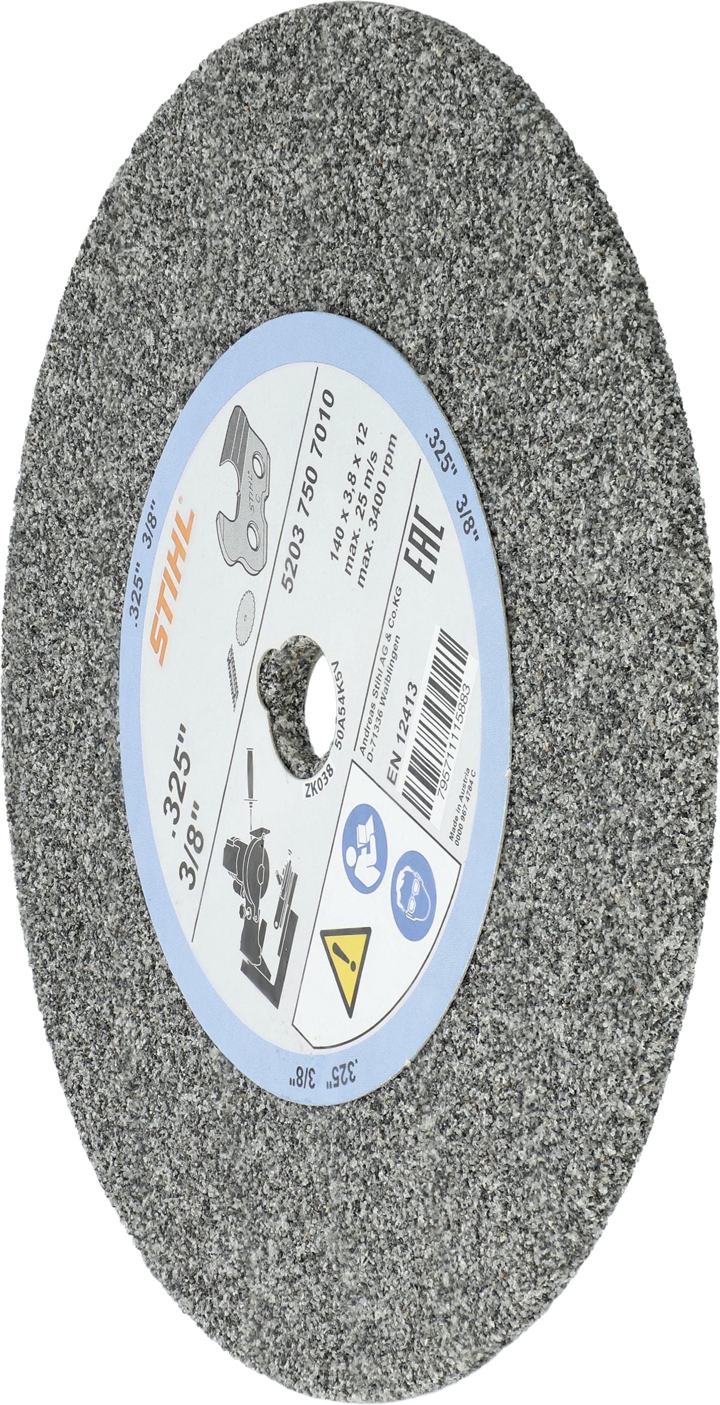 STIHL Schleifscheibe 140 x 12 x 3,8 mm für .325"; 3/8" Sägekette Schneidezahn, für Kettenschärfgerät "HOS", "USG", 5203 750 7010