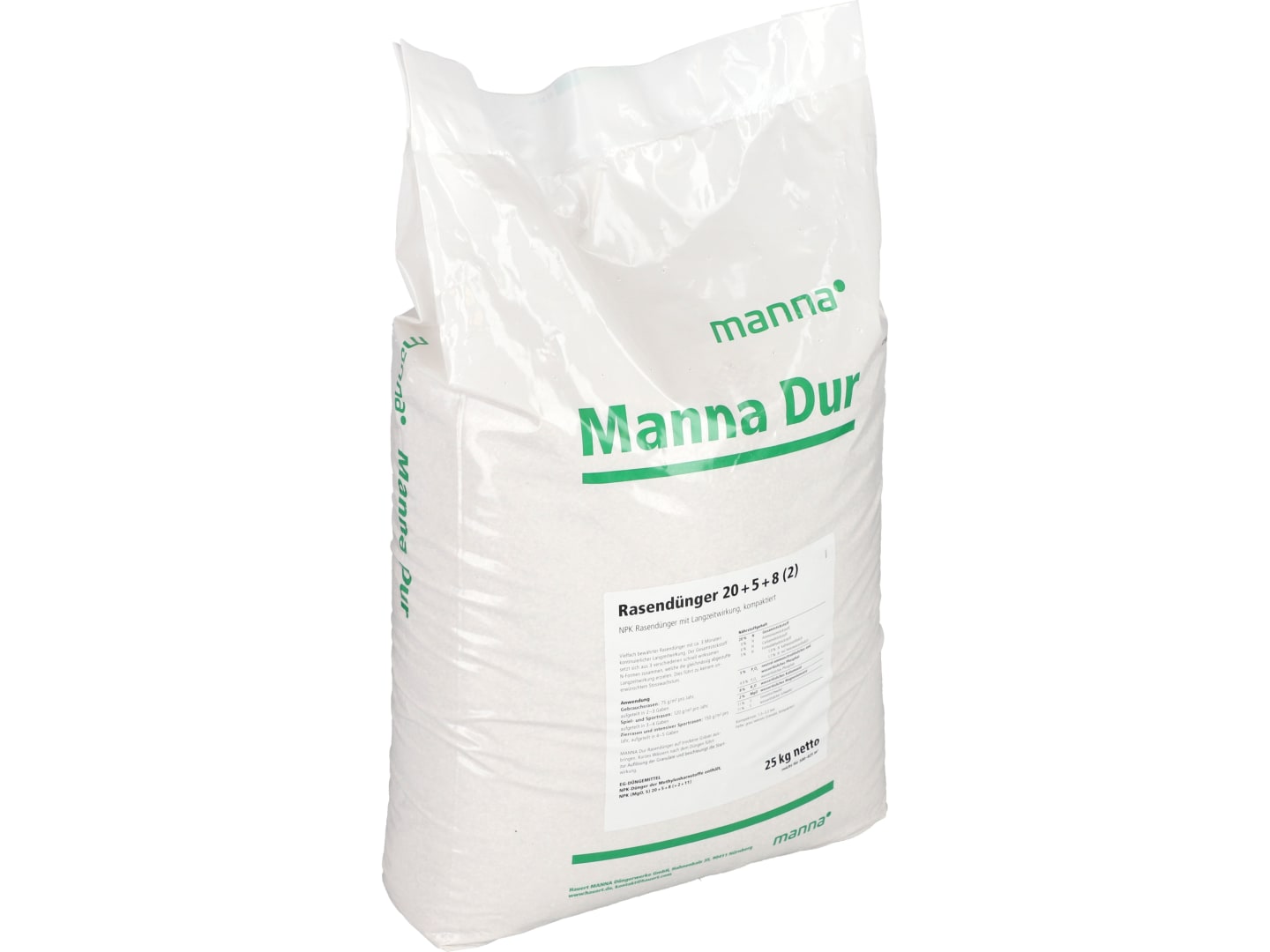 MANNA DUR mineralischer NPK 20+5+8 Langzeit- Rasendünger 25 kg Granulat