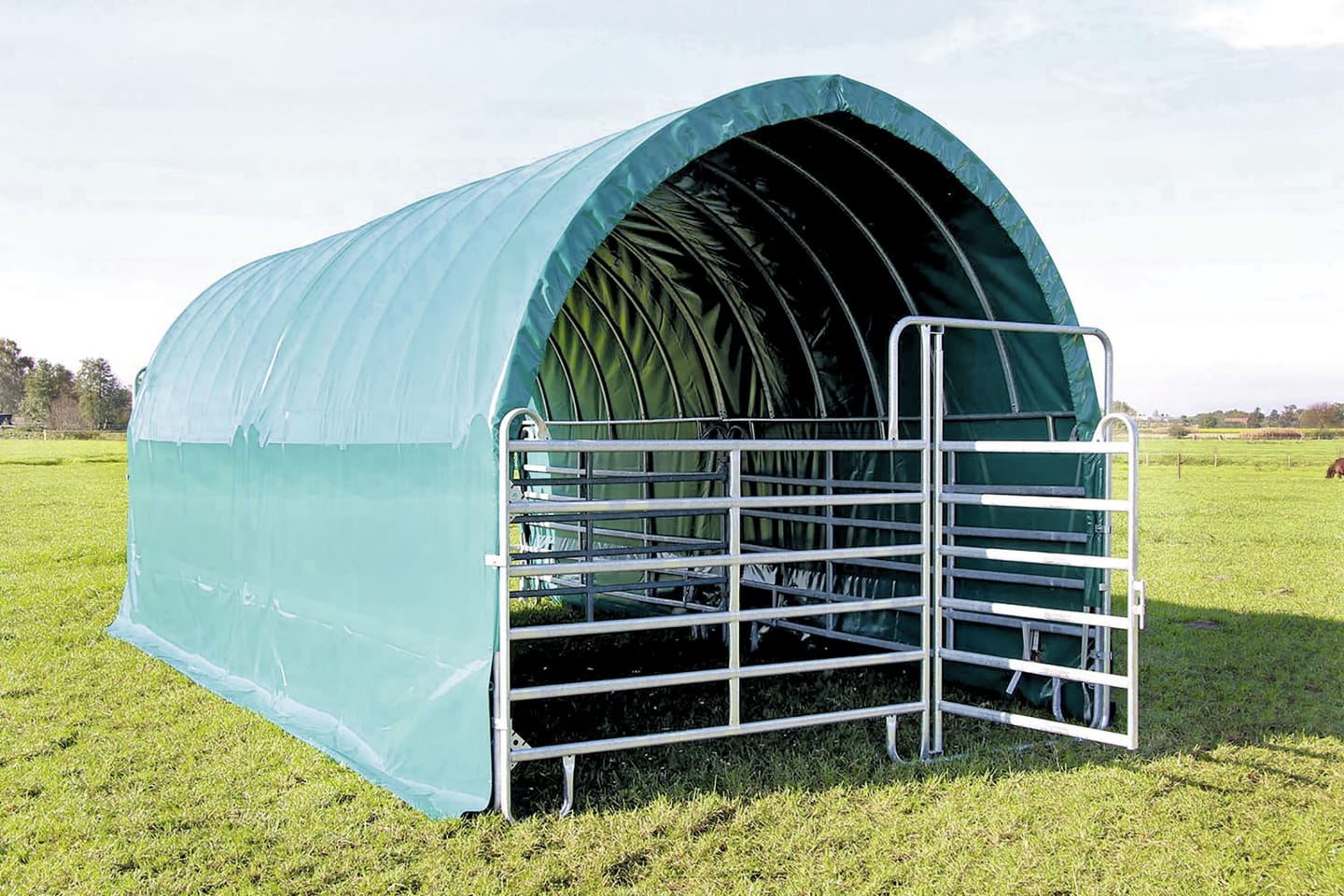Growi® Weidezelt 3,60 x 3,25 x 7,20 m für Pferde, mit 7 Panels, 990407