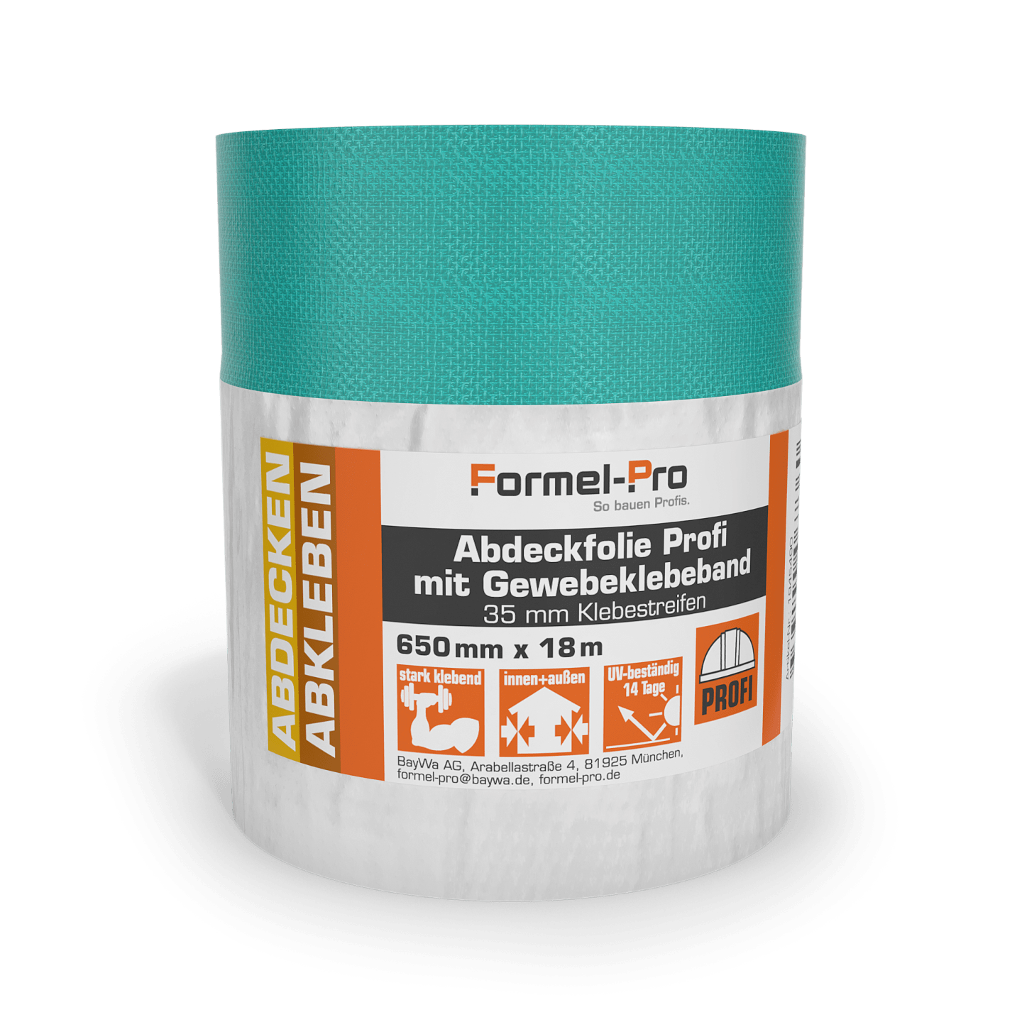 Formel-Pro Abdeckfolie Profi mit Gewebeklebeband 650 mm x 18 m