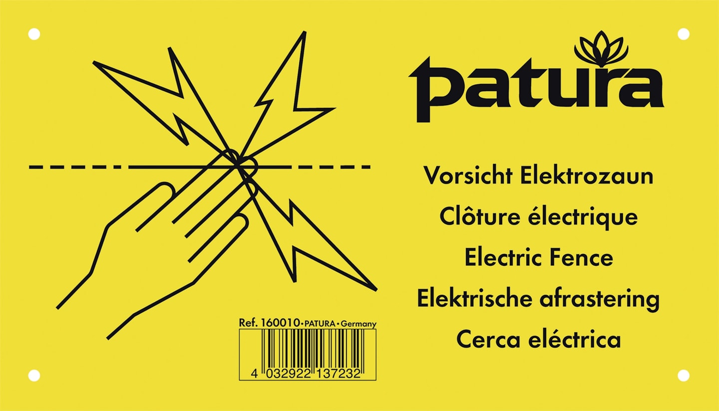 Patura Warnschild "Vorsicht Elektrozaun", Kunststoff, 160010
