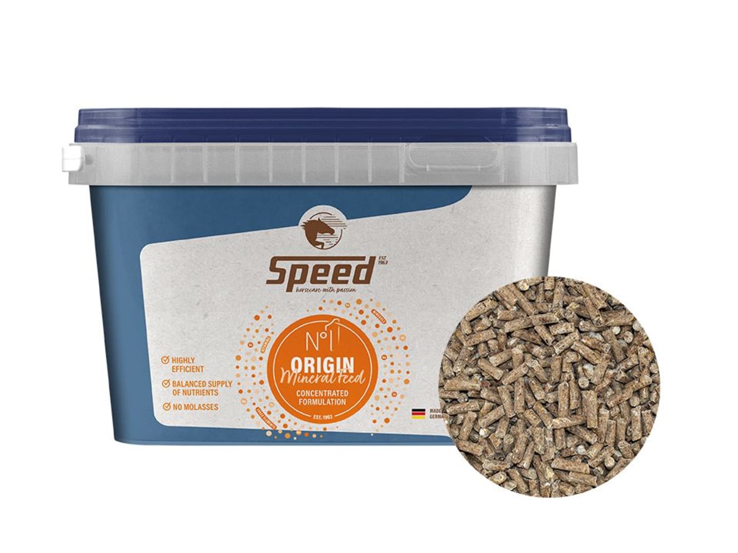SPEED N° 1 Origin hochkonzentriertes, pelletiertes, melassefreies Mineralfutter 1,5 kg Eimer