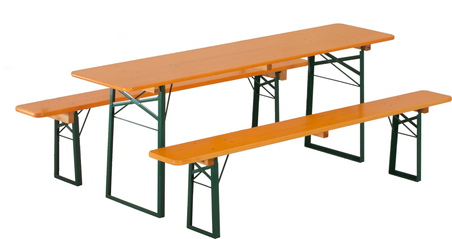 RUKU Bierzeltgarnitur, 220 cm, 50 cm breiter Tisch Kiefer 3-teilig