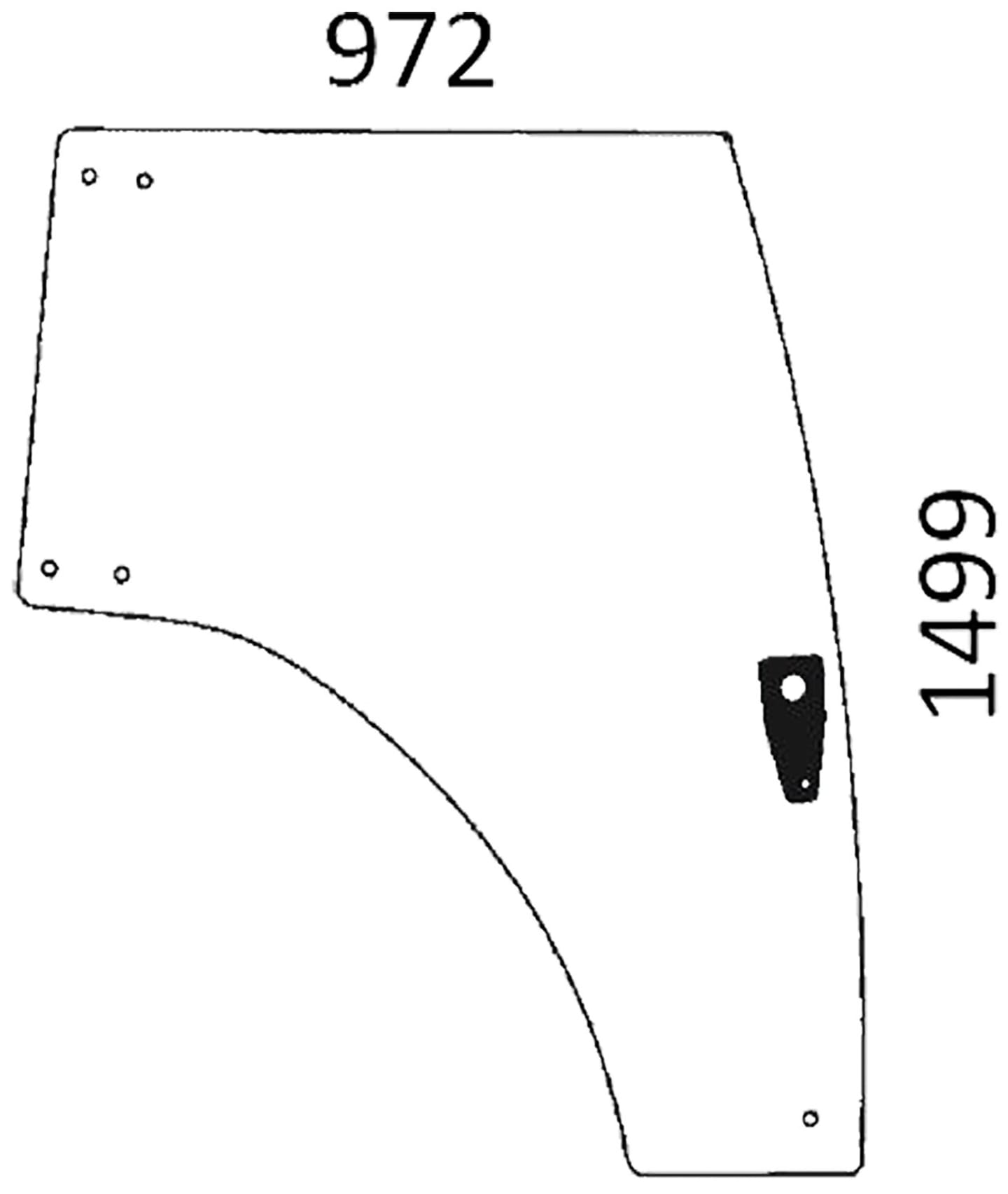 Türscheibe grün, rechts, für Landini 5, Powerfarm, McCormick C Max, T Max