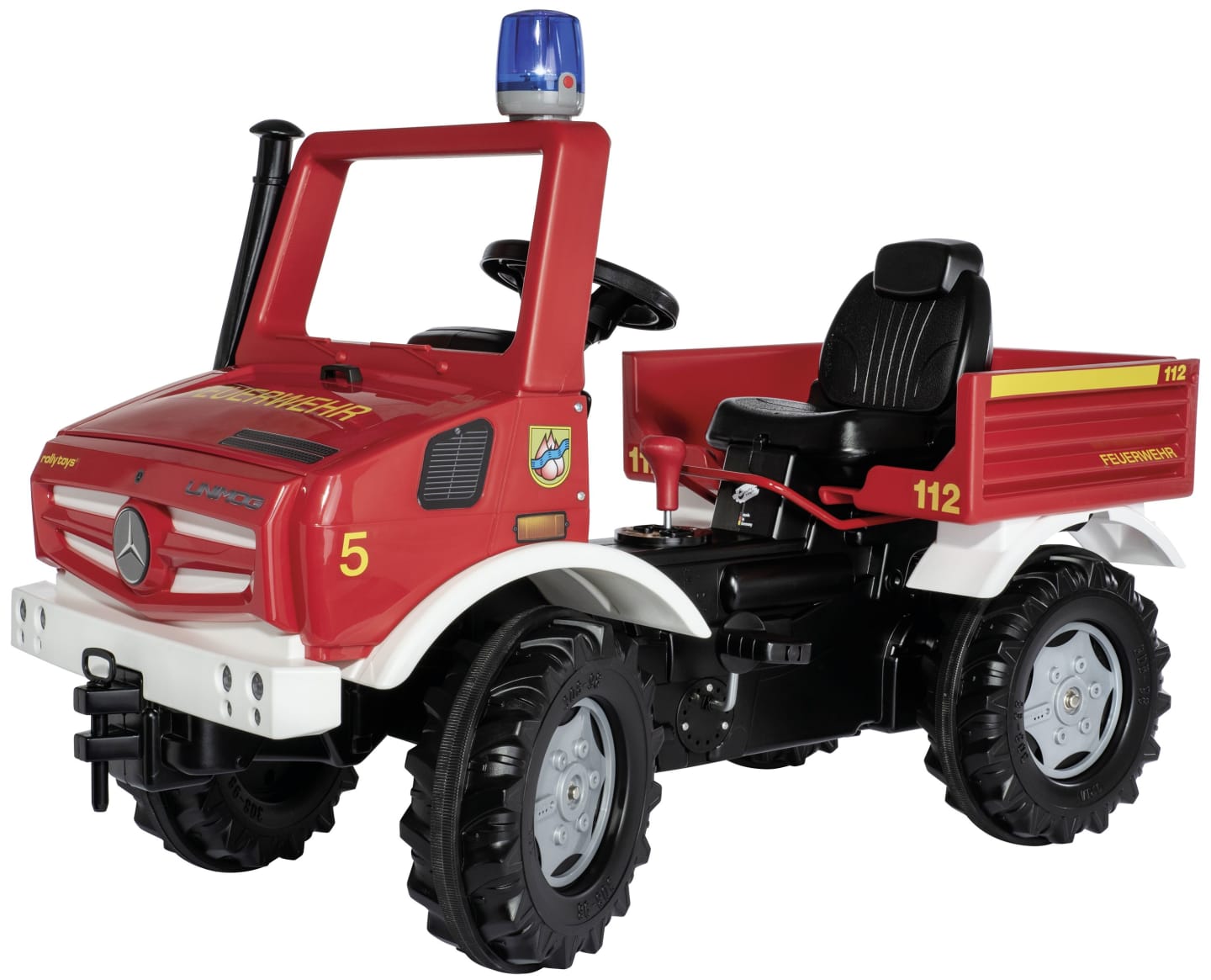 Rolly Toys® Trettraktor "Unimog Fire" mit Schaltung, Bremse und Blaulicht, 03 822 0