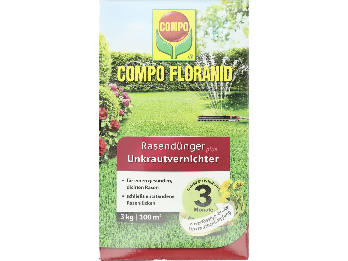 COMPO FLORANID® Rasendünger plus Unkrautvernichter 3 kg Schachtel 100 m² Granulat