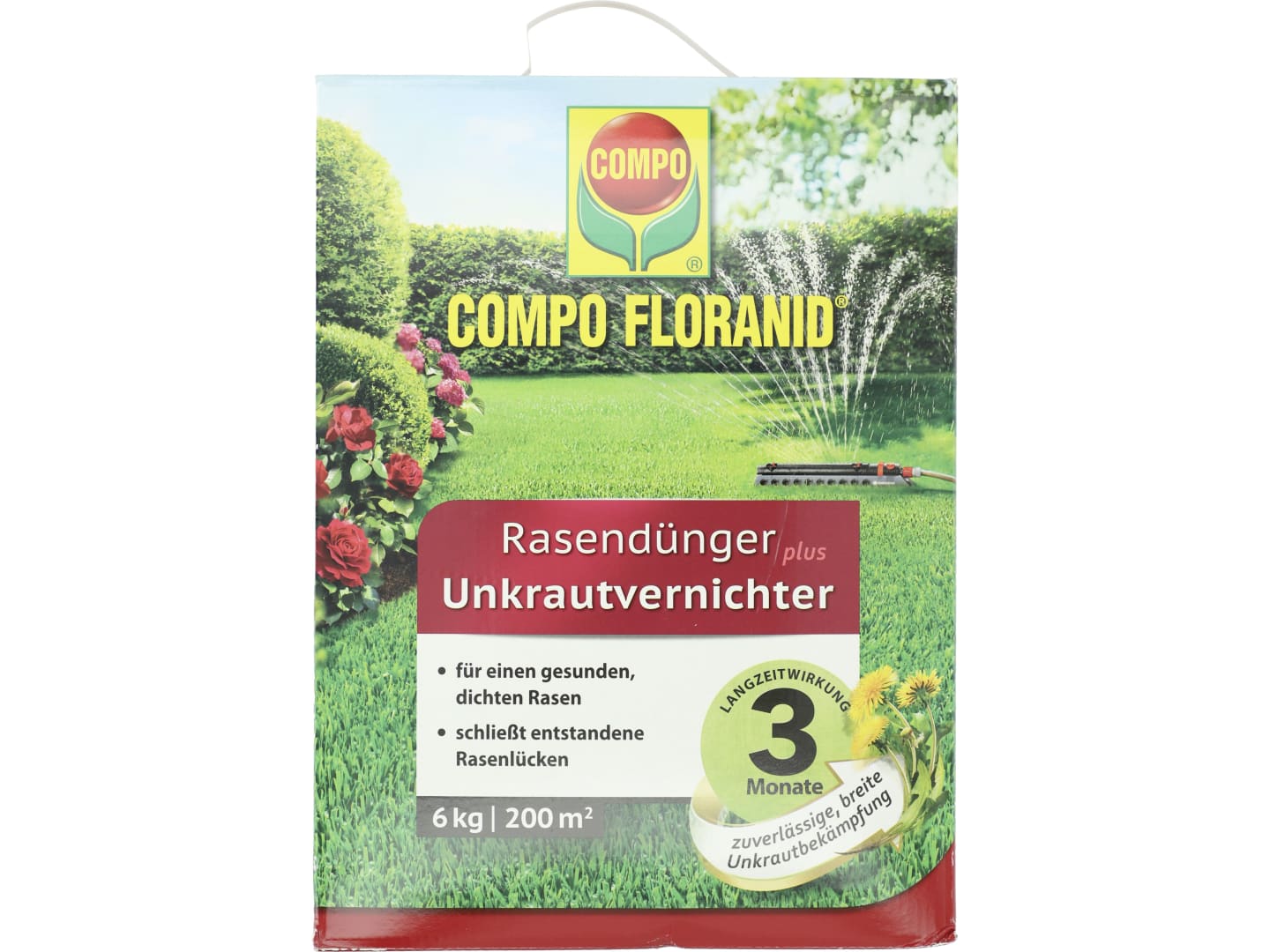 COMPO FLORANID® Rasendünger plus Unkrautvernichter 6 kg Schachtel 200 m² Granulat