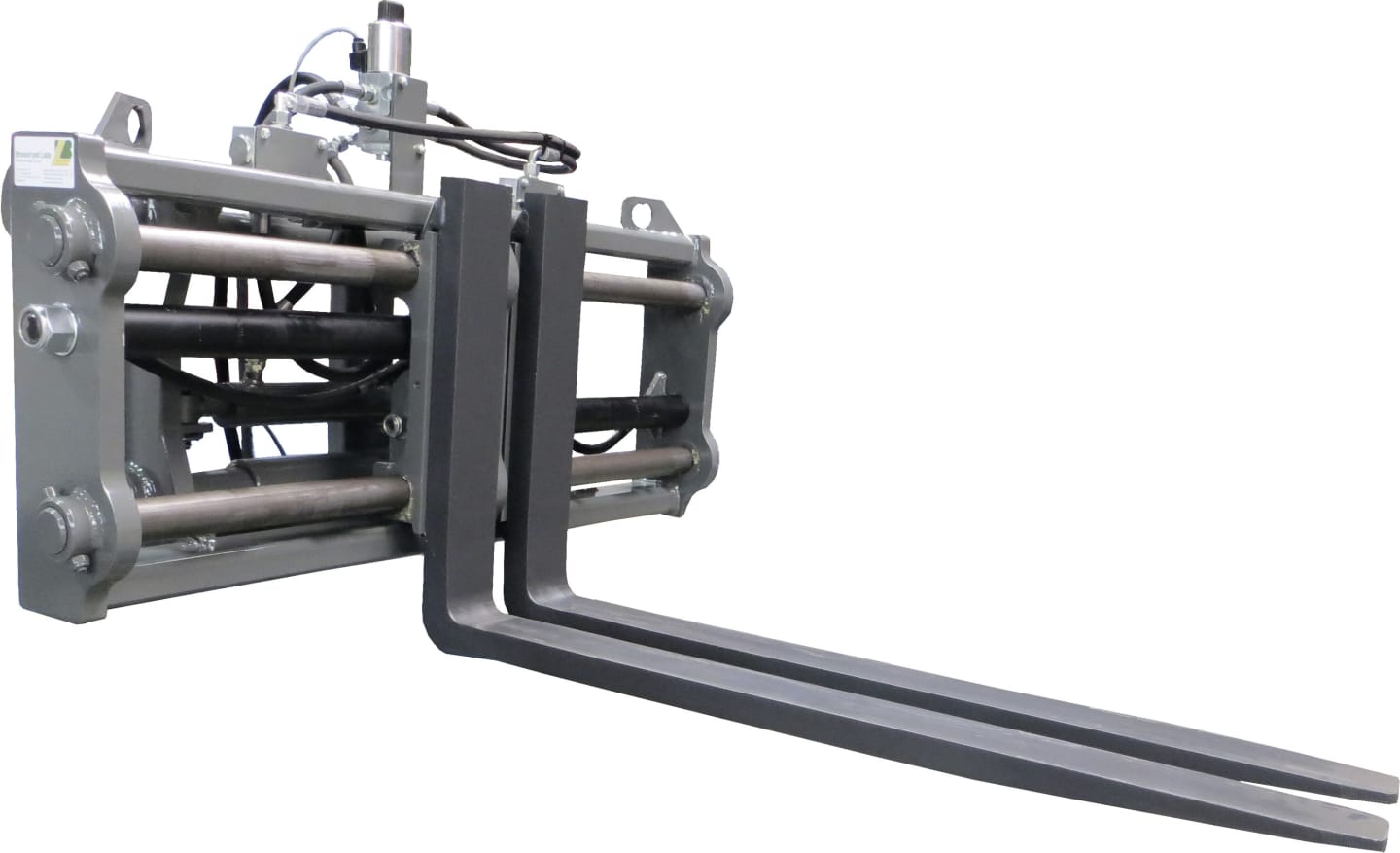 Bressel & Lade Palettengabel "H20" Zinken 1,20 m ISO FEM 2 B, Tragkraft 2.500 kg, hydraulische Zinkenverstellung, elektrischer Seitenschieber für Weidemann hydraulisch