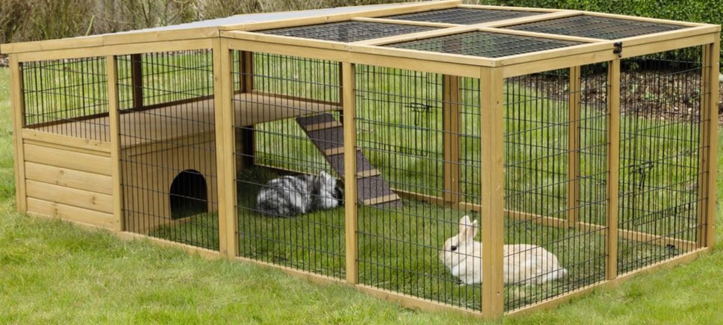 KERBL Freilaufgehege 220 x 115 x 75 cm rechteckig, mit Ausbruchsperre, für Kaninchen und Meerschweinchen, 81708