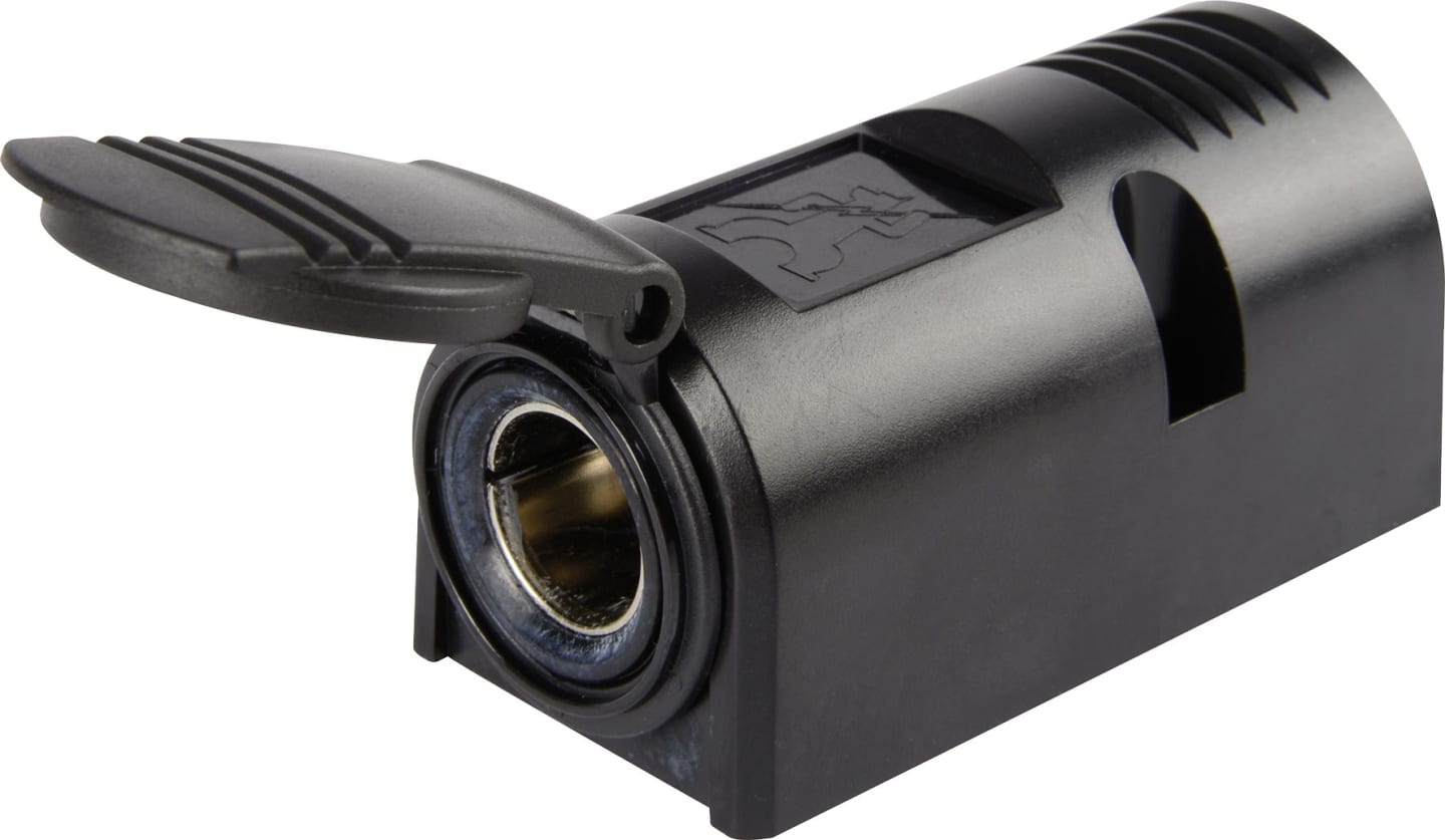 Herth + Buss Steckdose 1-polig, 12 – 24 V 16 A, Flachsteckanschluss 6,3 mm, PC (Polycarbonat), mit Deckel, 51 306 545