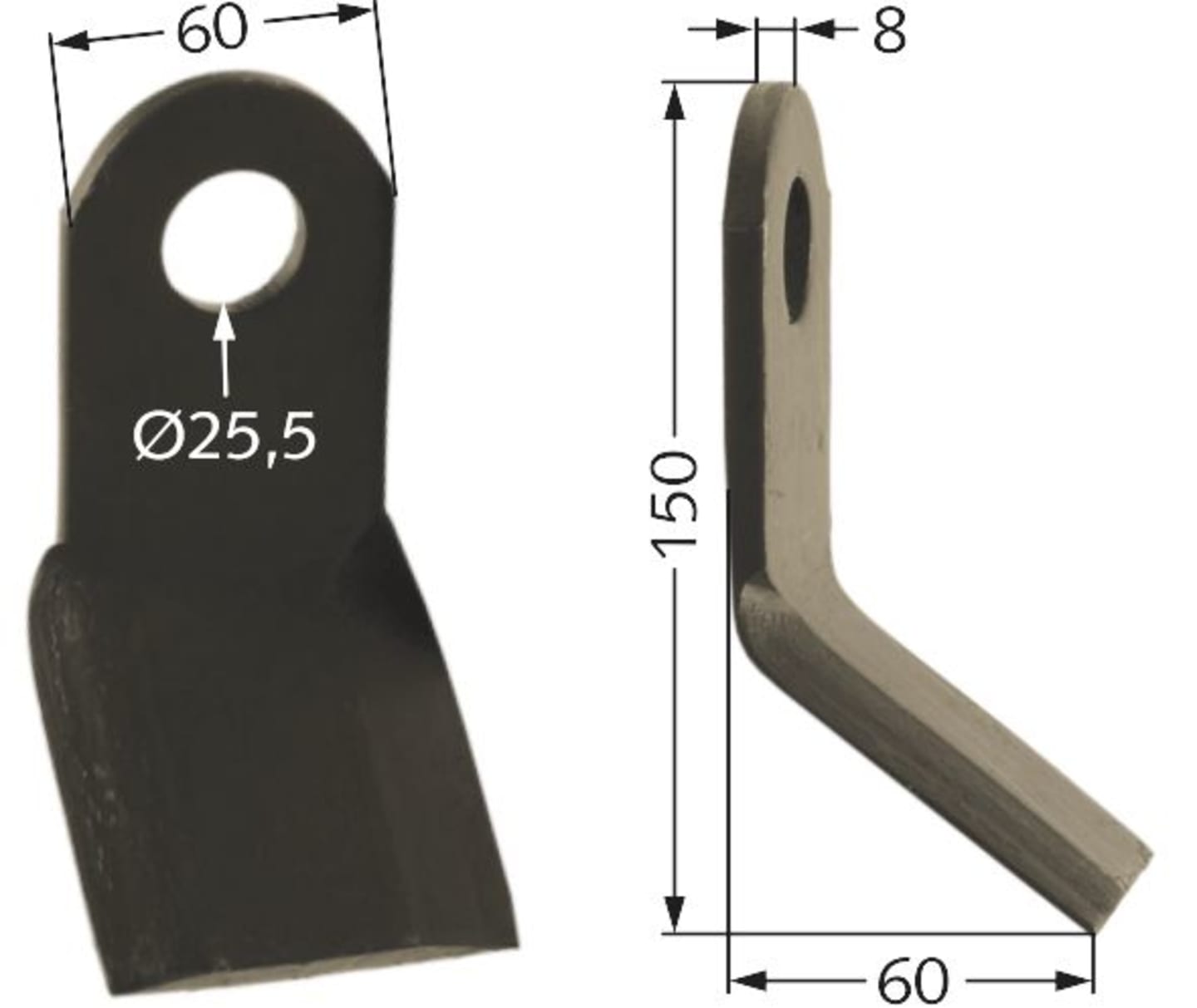 Sauerburger Schlegelmesser 150 x 60 x 8 mm, für Mulcher HGM–U, WM, 70402