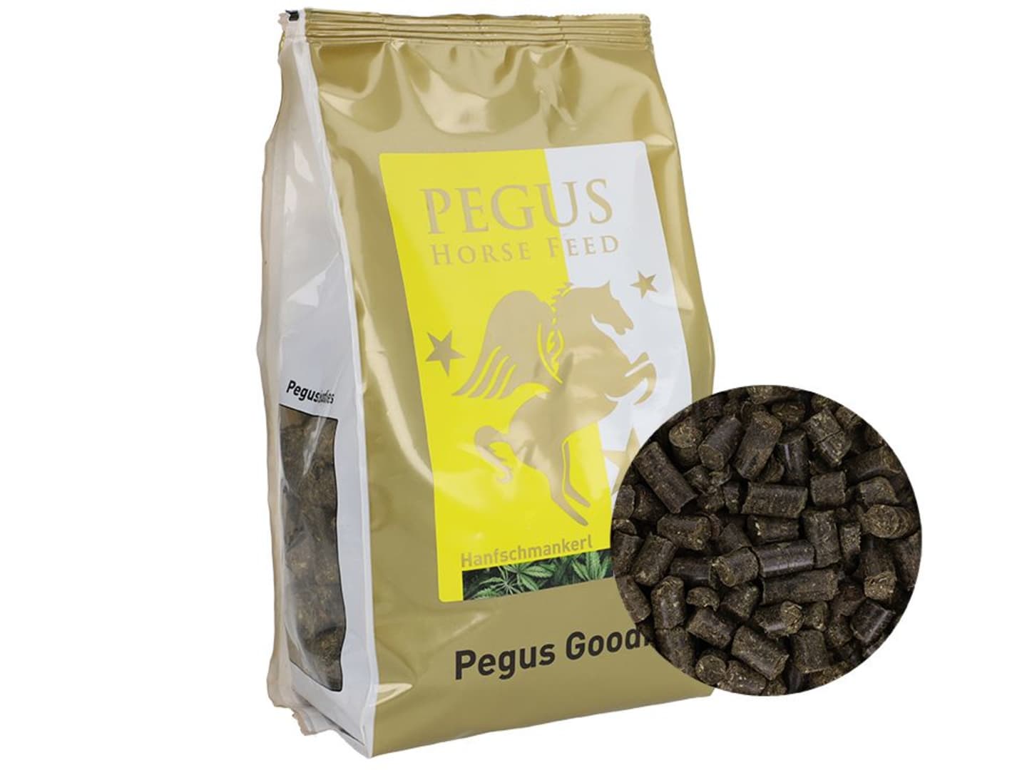 Pegus Natural Hanfschmankerl getreide- und melassefreie Pferdeleckerlis aus 100% natürlichen Zutaten mit Hanfkuchen Pellet 1 kg Beutel