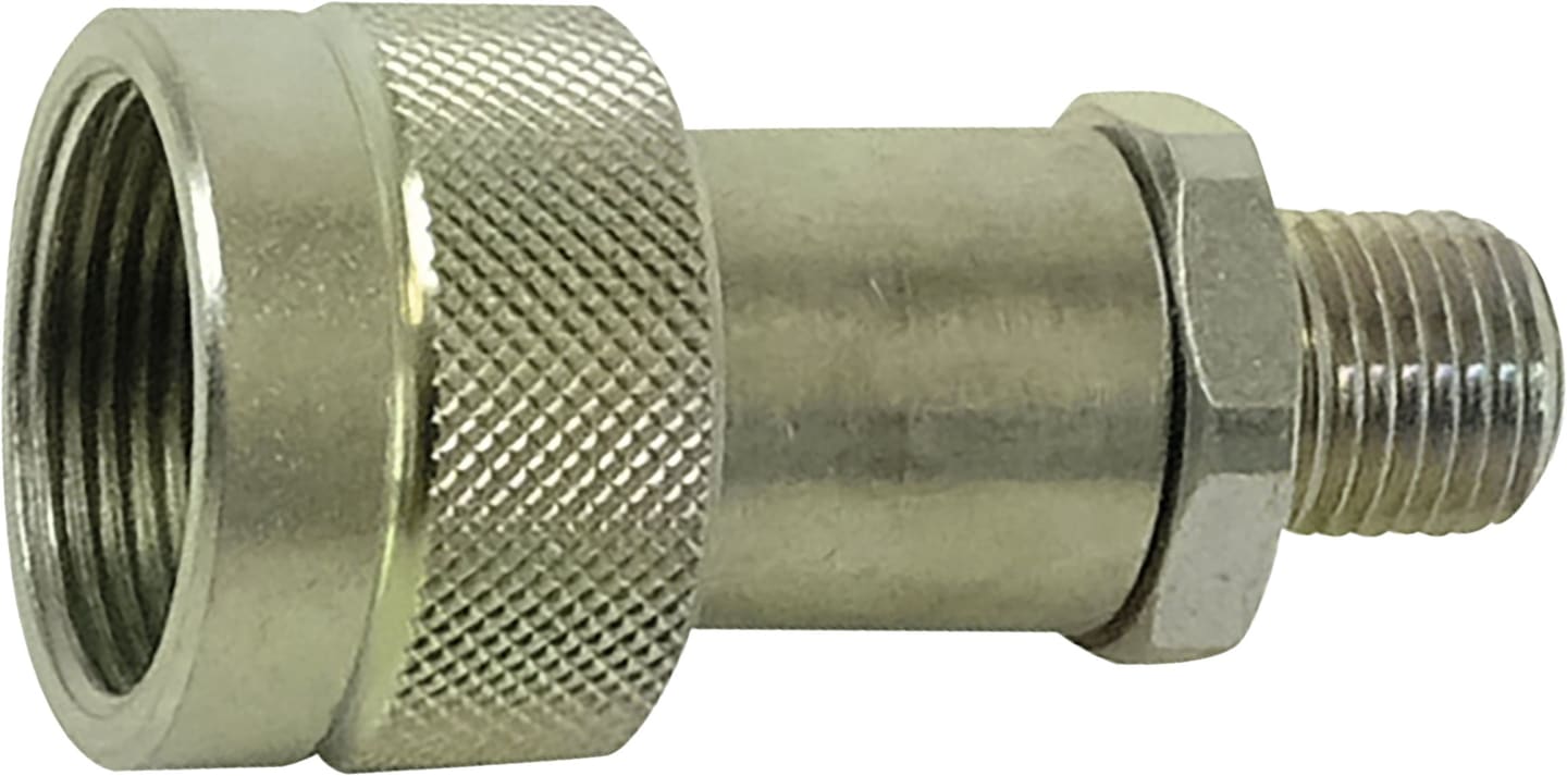 Höchstdruck-Schraubmuffe "SLSK", BG 2 1 3/16"-16 IG UN; 3/8"-18 AG NPT, 700 bar, mit Kugelventil