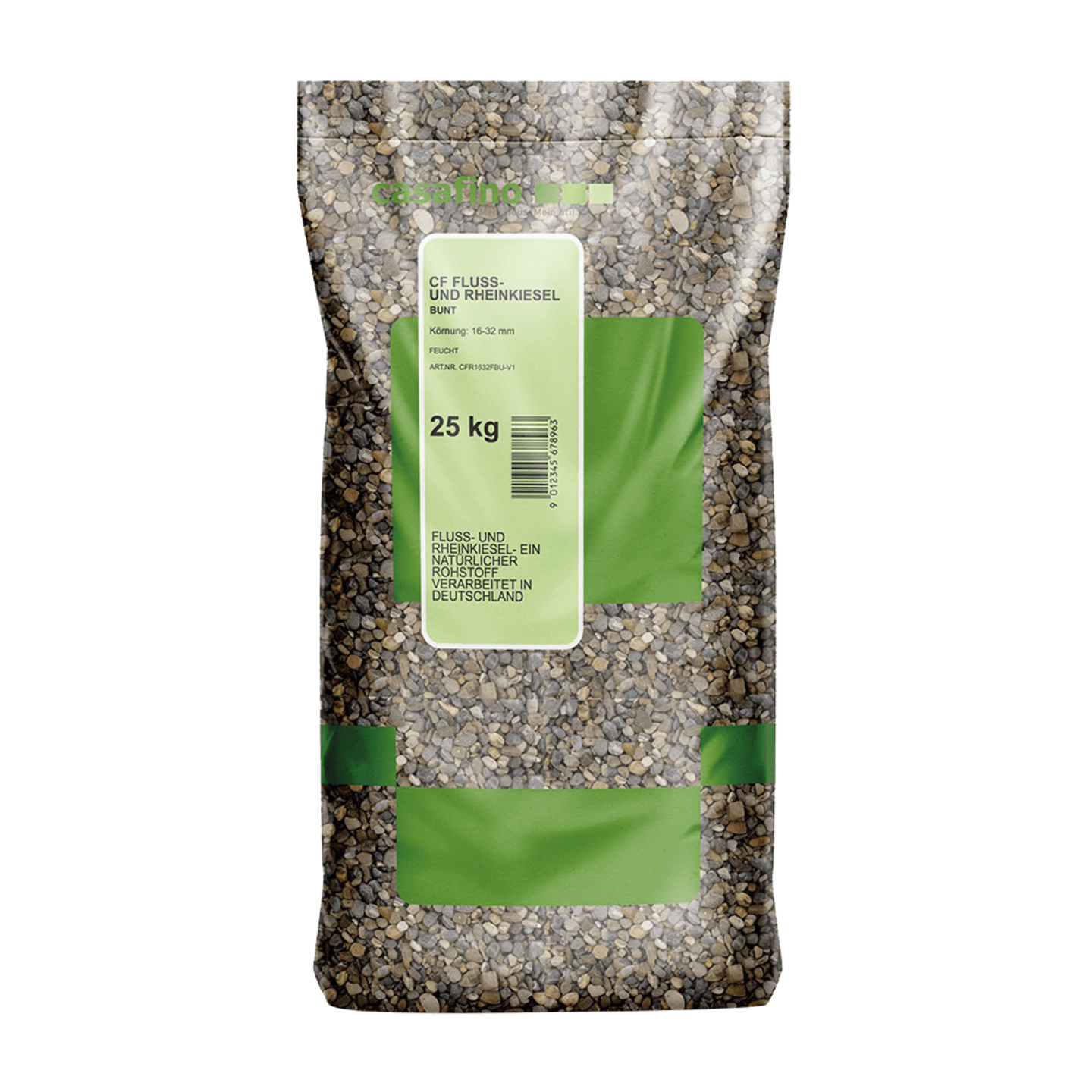 casafino Fluss– und Rheinkies 16 – 32 mm bunt-dunkel 25 kg Sack