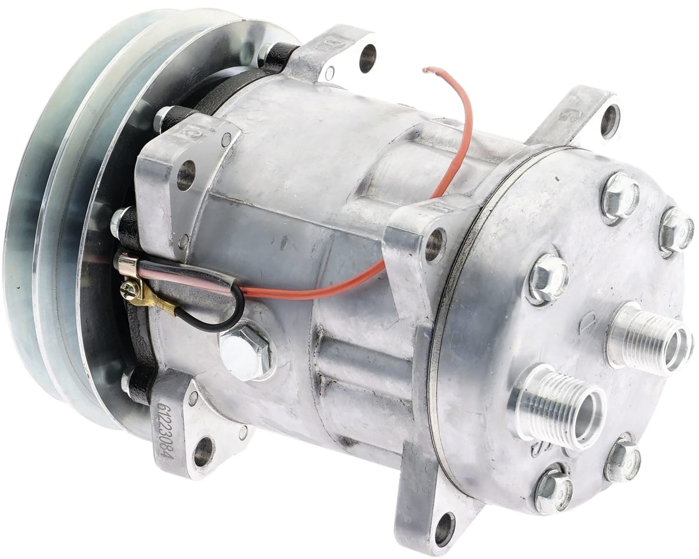Klimakompressor 12 V mit Riemenscheibe Ø 150 mm, 2 Rippen, für Traktor Deutz-Fahr, Same, 851719N