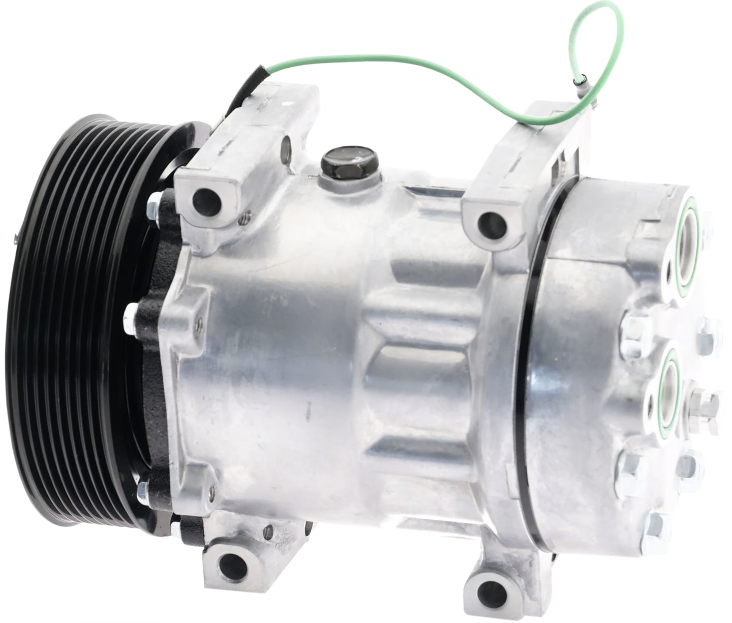 Klimakompressor 24 V mit Riemenscheibe Ø 132 mm, 8 Rippen, für Radlader Volvo, 850670N