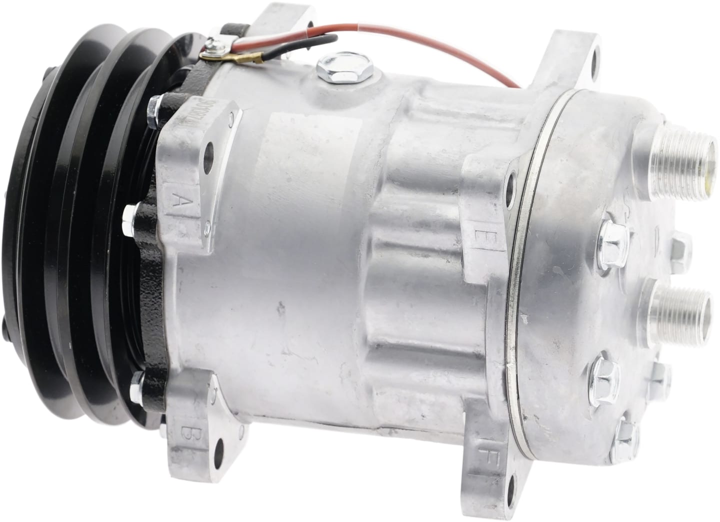 Klimakompressor 12 V mit Riemenscheibe Ø 132 mm, 2 Rippen, für Case IH, Claar, Fiatagri, Ford New Holland, 850875N