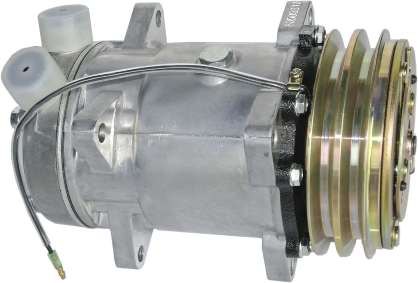 Klimakompressor 12 V mit Riemenscheibe Ø 132 mm, 2 Rippen, für Traktor Fiatagri, Same, 850884N
