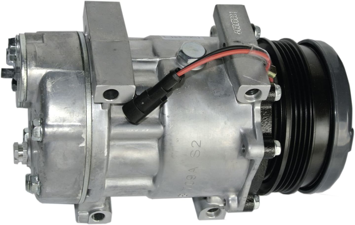 Klimakompressor 12 V mit Riemenscheibe Ø 112 mm, 4 Rippen, für Traktor Case IH, Ford New Holland, 851786N