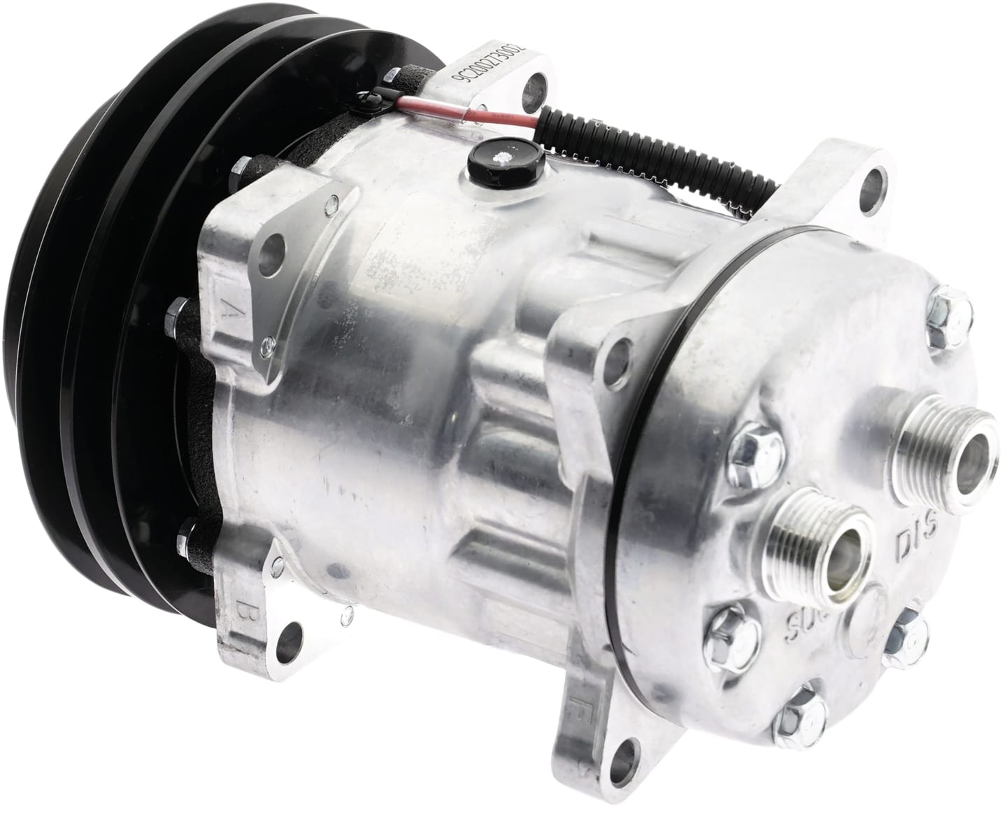 Klimakompressor 12 V mit Riemenscheibe Ø 152 mm, 2 Rippen, für Case IH, Ford New Holland, Mc Cormick, Steyr, 850874N