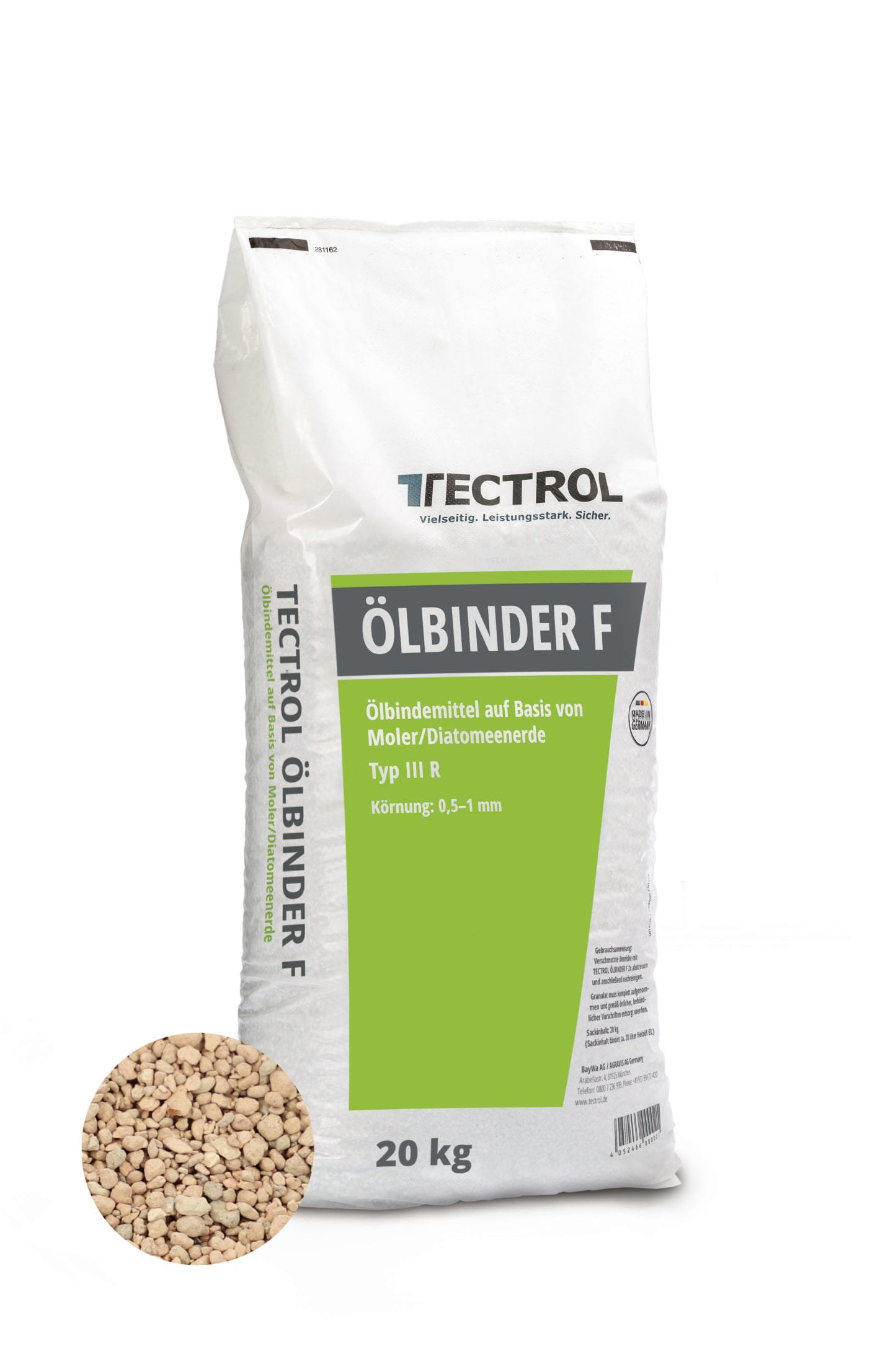 TECTROL ÖLBINDER F 20 kg Sack Ölbindemittel, Werkstatt, Tankstellen, Feuerwehr, Typ III R, Ölbinder
