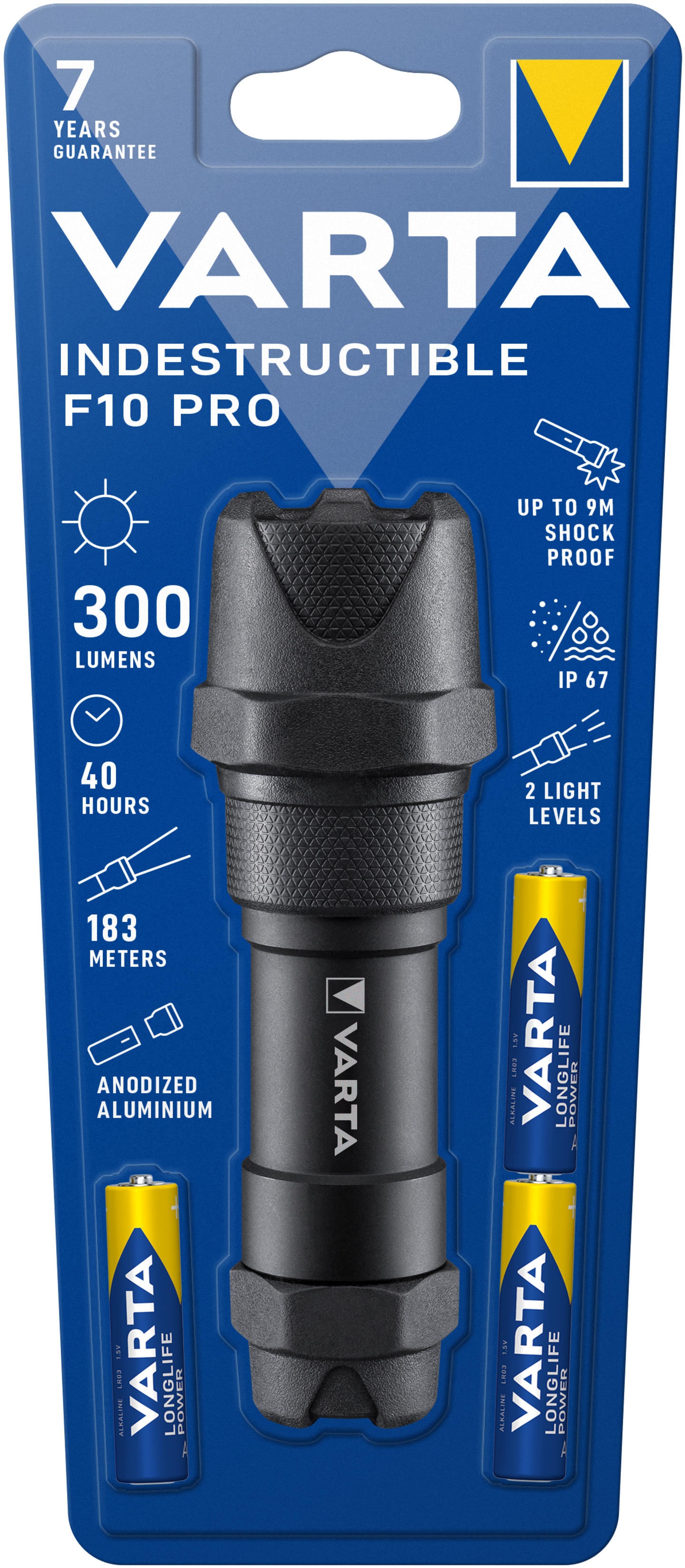 VARTA LED Indestructible F10 Pro 3xAAA Taschenlampe mit Batterien