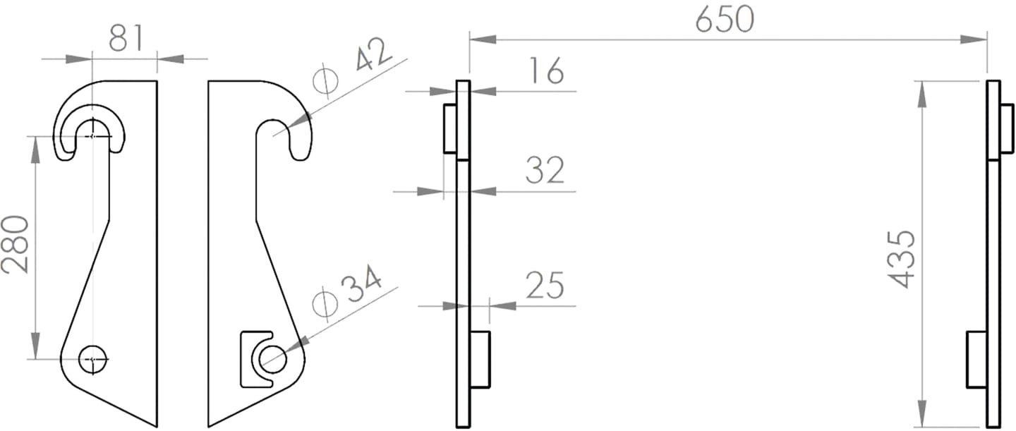 Düvelsdorf Anschweißplatte für Schäffer hydraulisch 34 mm (650 mm), 3519117