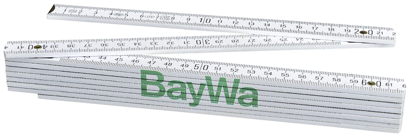 BayWa Meterstab 200 cm Buchenholz; Metall weiß