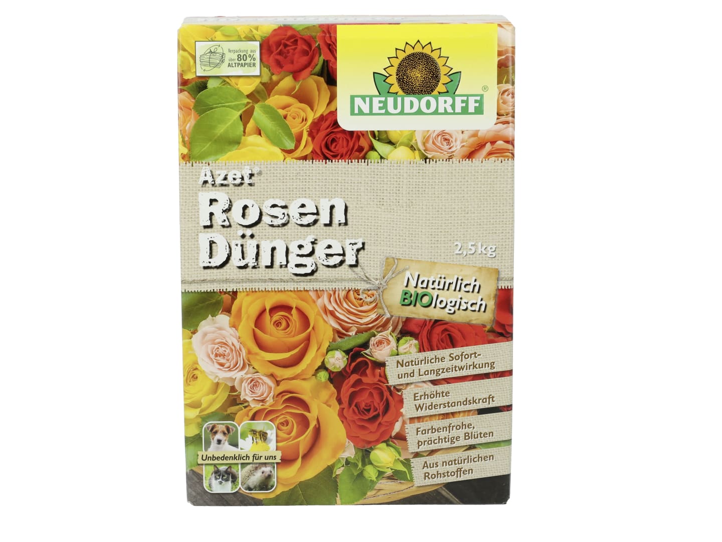 NEUDORFF Bio Azet Rosen Dünger Organischer NPK-Dünger 7-7-5 2,5 kg Schachtel Granulat