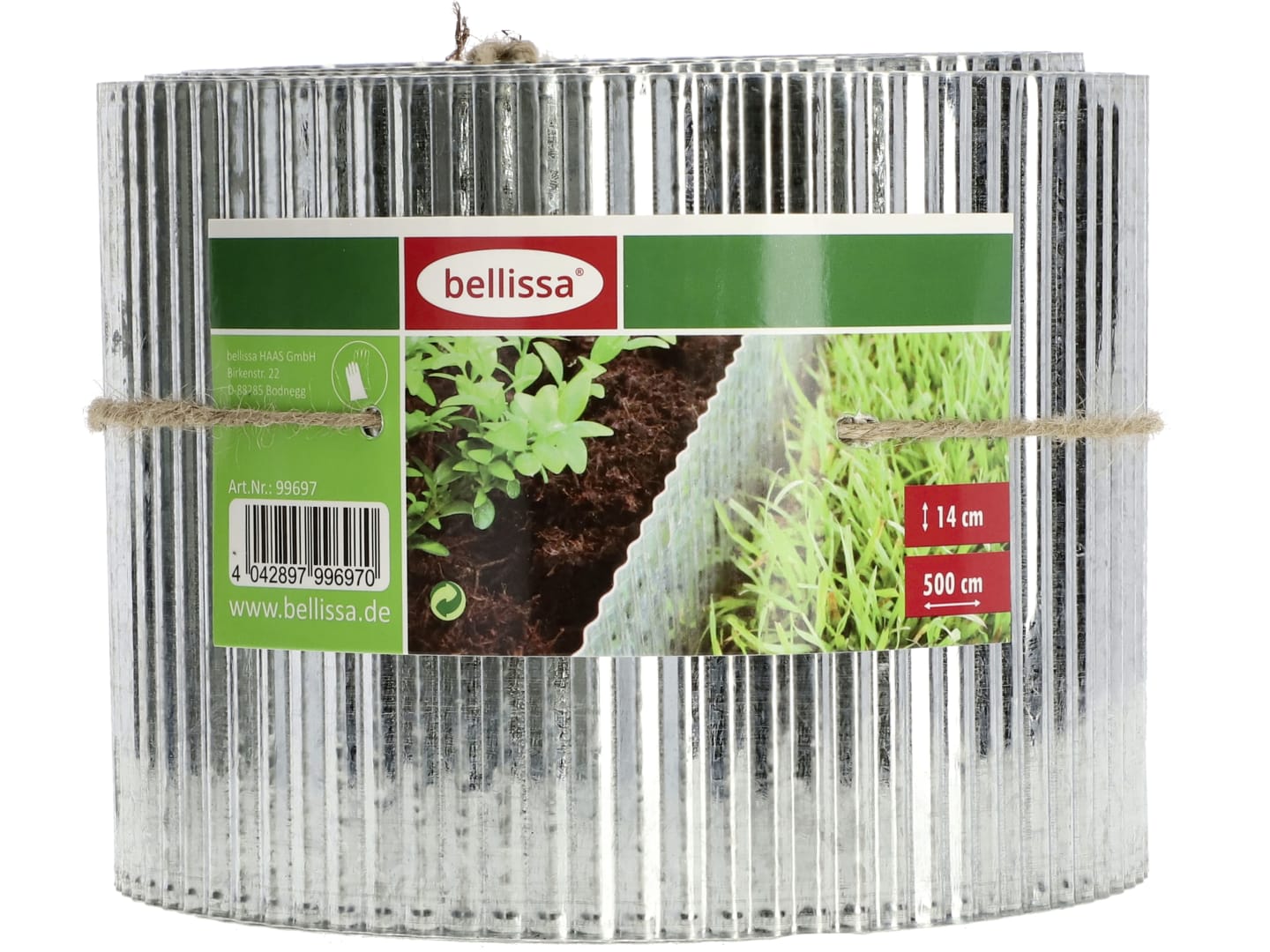 bellissa Rasenkantenband kleine Welle Stahlblech silber 500 x 14 cm