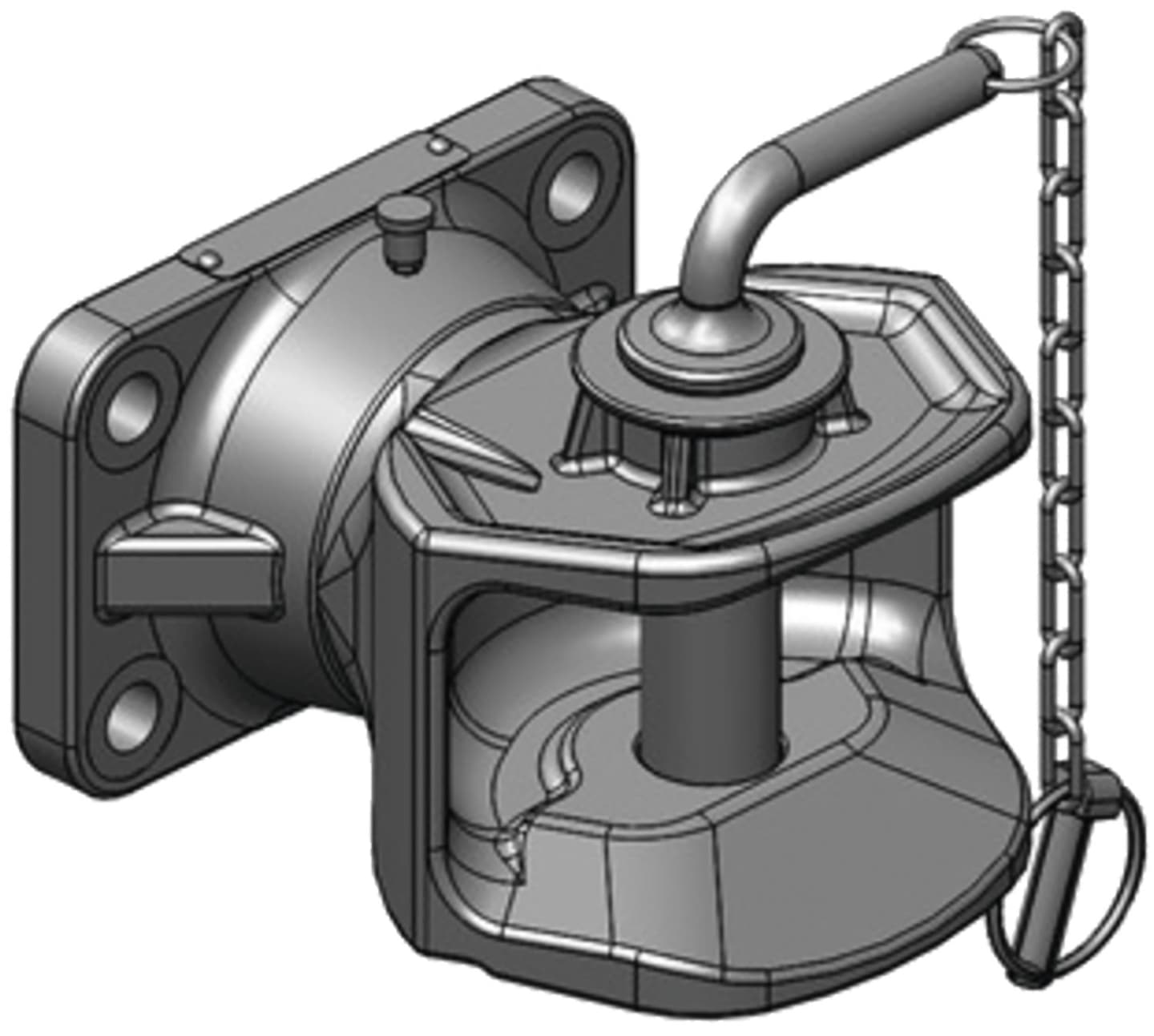 scharmüller Zugmaul "K1" mechanisch, drehbar, mit Flansch, Lochbild B x H 140 x 80 mm, Ø Bolzen 31 mm, schwarz, 05.1405.01-A02