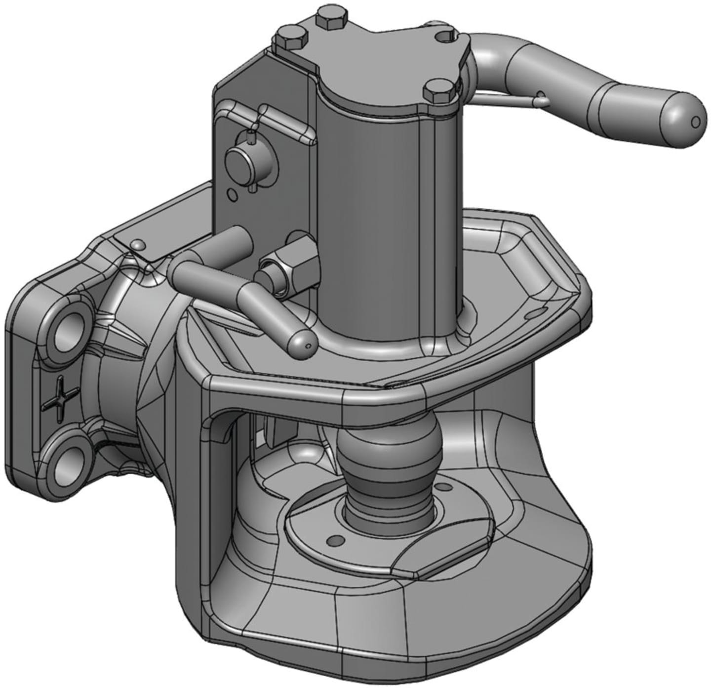 scharmüller Zugmaul "K2" automatisch, drehbar, mit Flansch, Lochbild B x H 120 × 55 mm, Ø Bolzen 38 mm, schwarz, 05.1203.02-A02