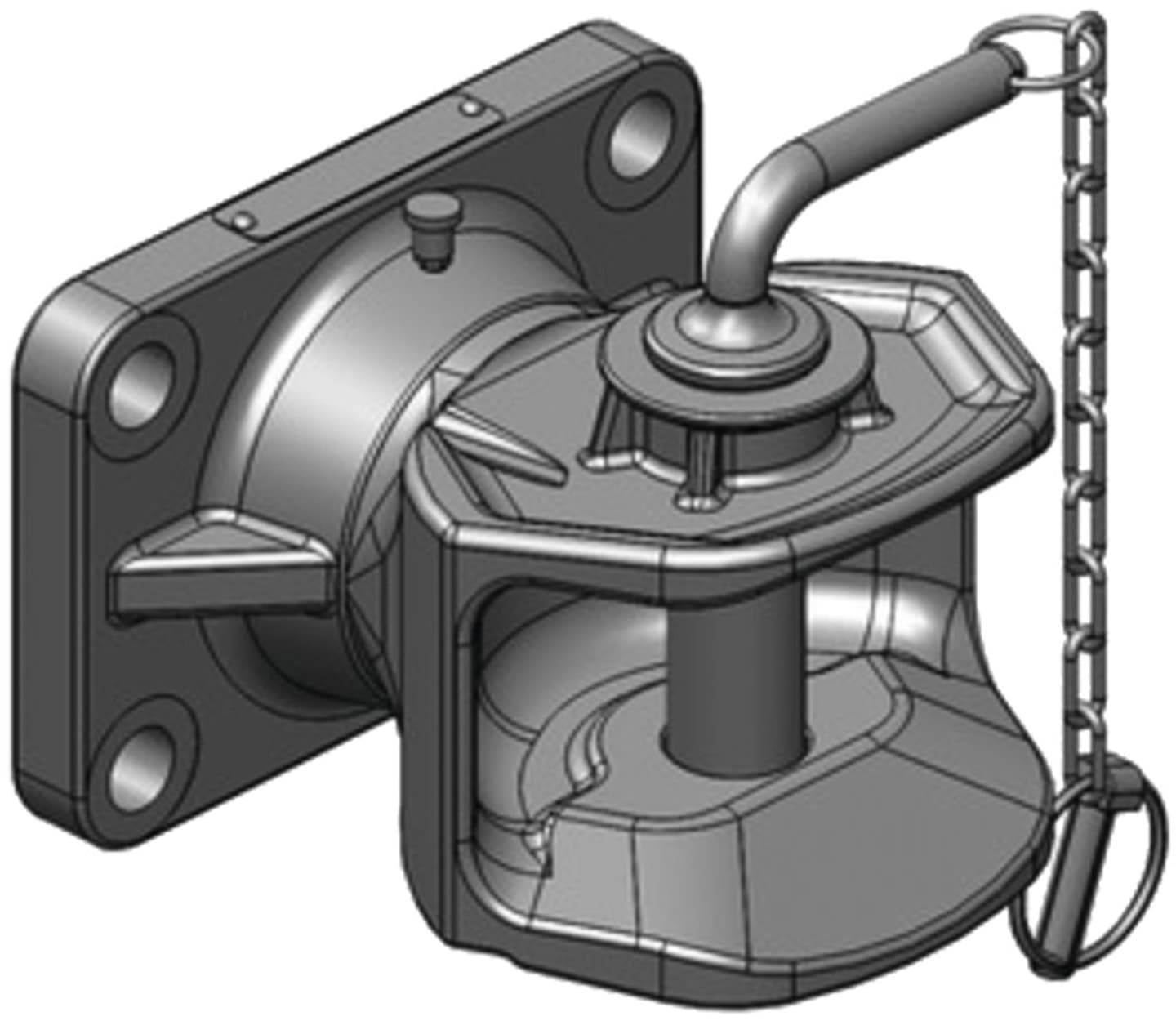 scharmüller Zugmaul "K1" mechanisch, drehbar, mit Flansch, Lochbild B x H 160 × 100 mm, Ø Bolzen 31 mm, schwarz, 05.1605.01-A02