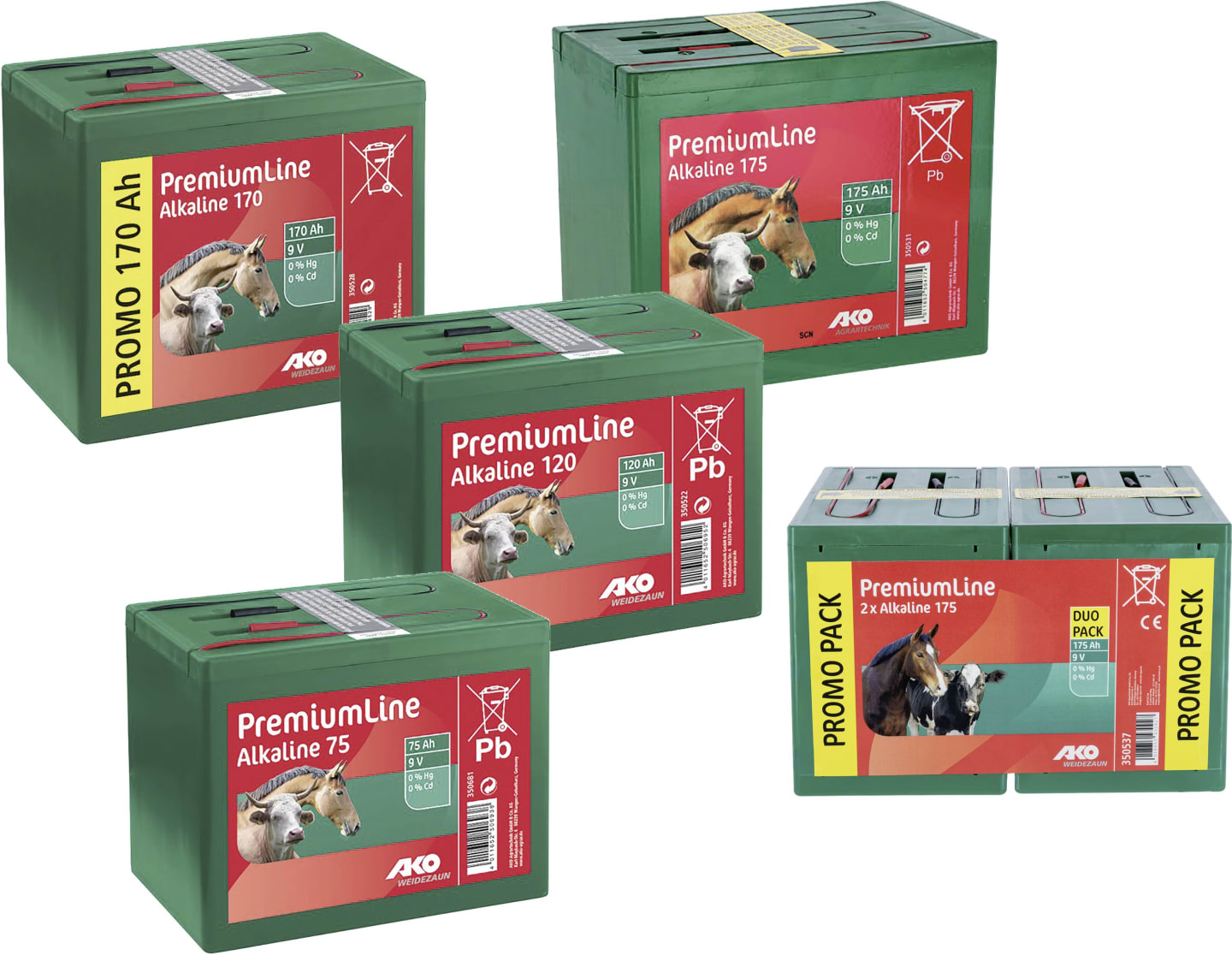 Ako Weidezaunbatterie "Premium Line" 9 V Alkali/Mangan, für Weidezaungeräte