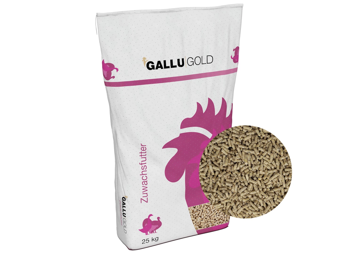 GALLUGOLD Geflügelkorn ohne zugesetztes Kokzidiostatikum für Hähnchen/Broiler, Puten, Enten und Gänse, Mastfutter für Mastgeflügel 25 kg Sack